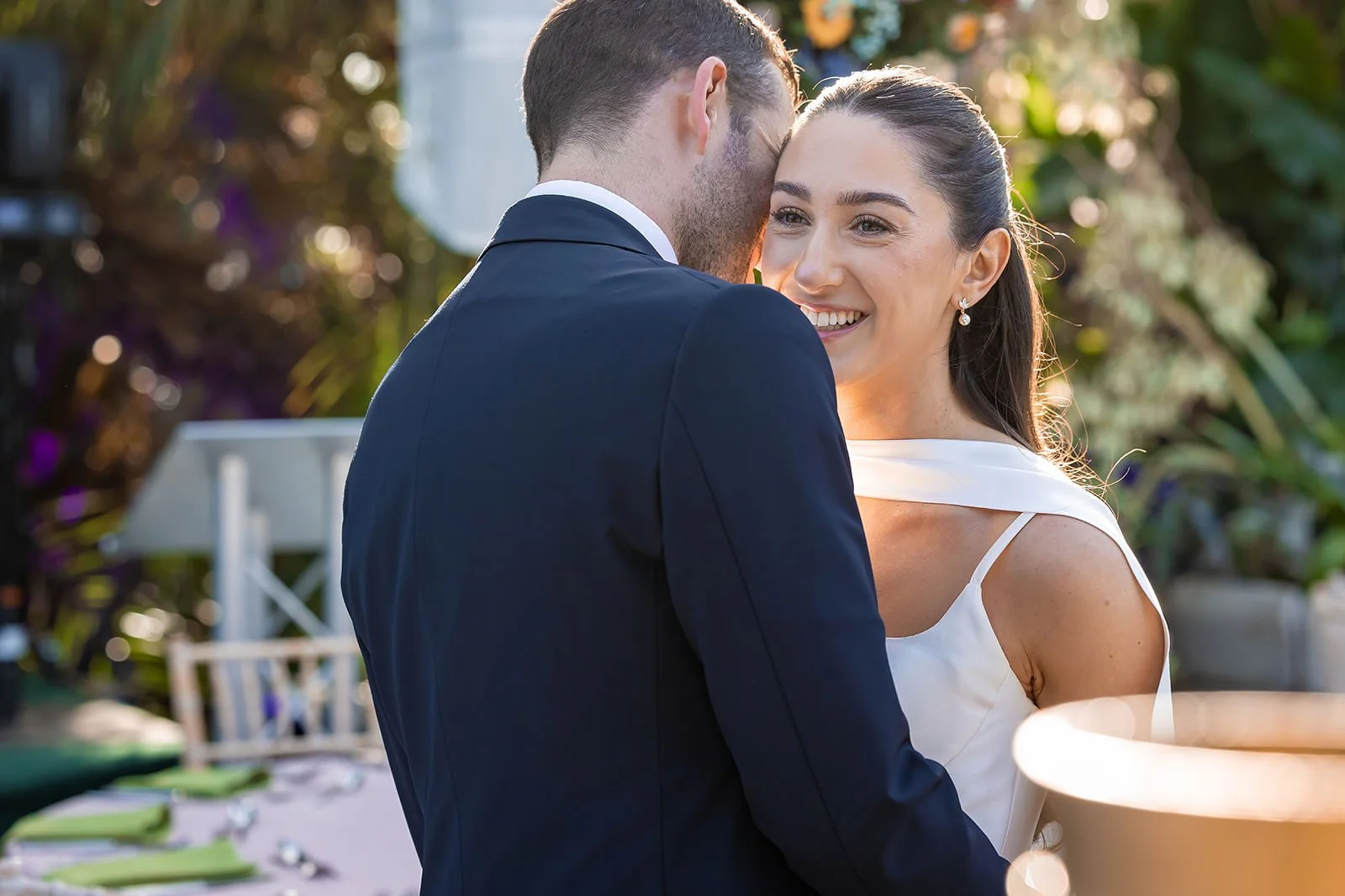 romantic bride and groom newlywed couple portrait at sefton park palm house in liverpool