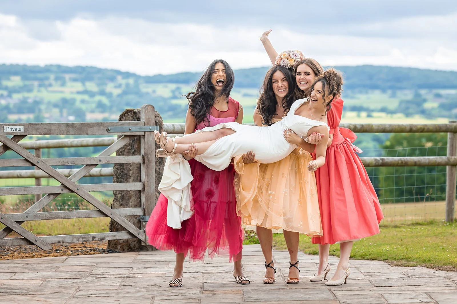 bride and bridesmaid portrait at heaton house farm