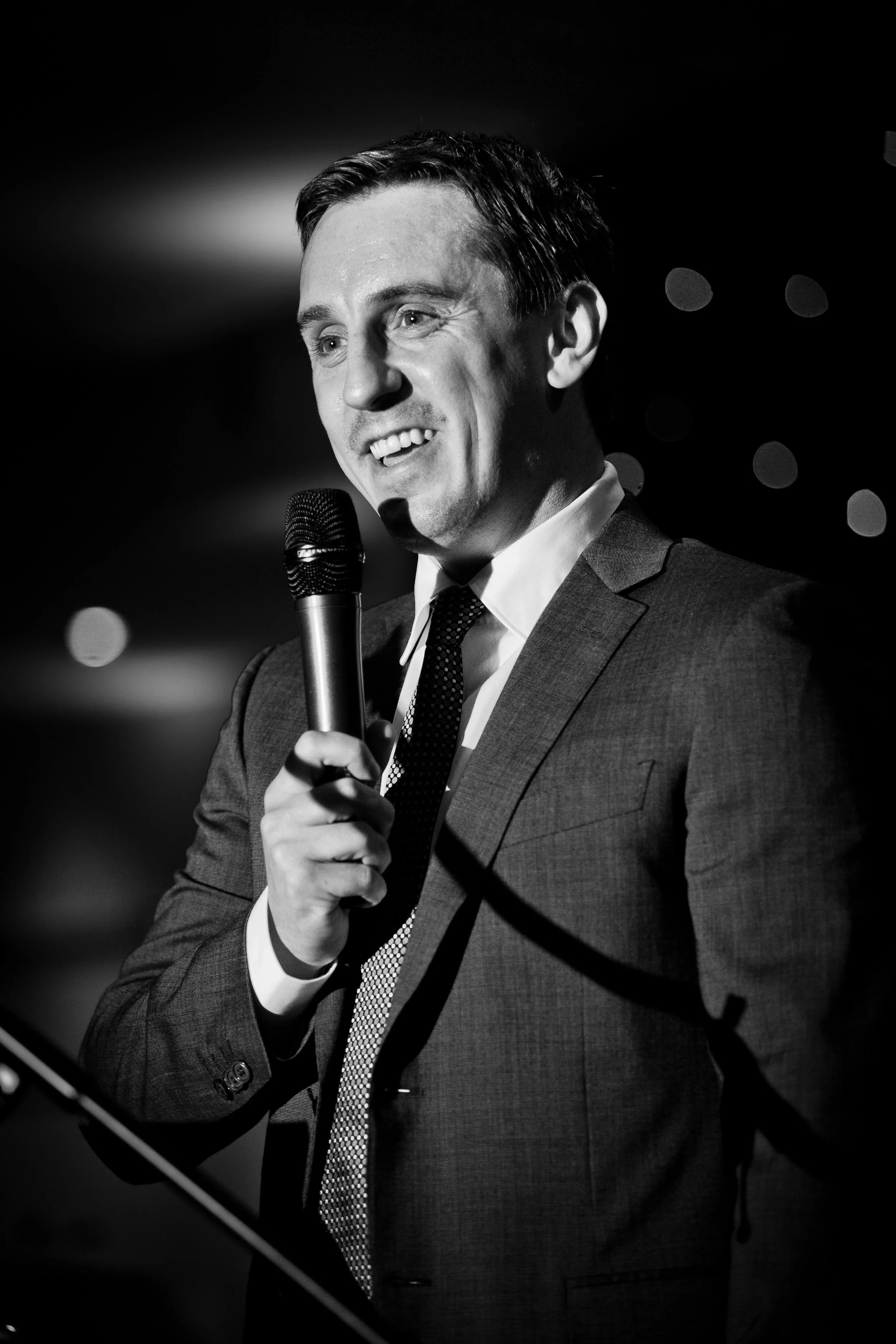 former manchester united footballer gary neville guest speaker at charity event in manchester