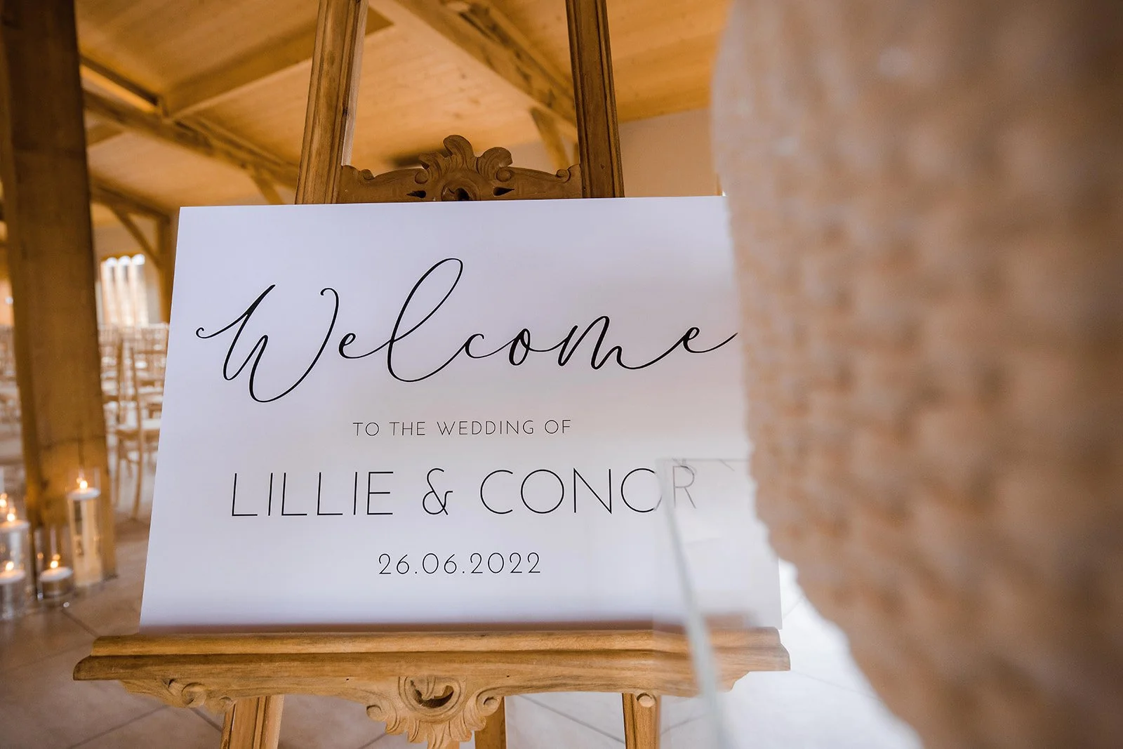 Merrydale Manor wedding welcome sign Lillie and Conor – documentary wedding photography Manchester