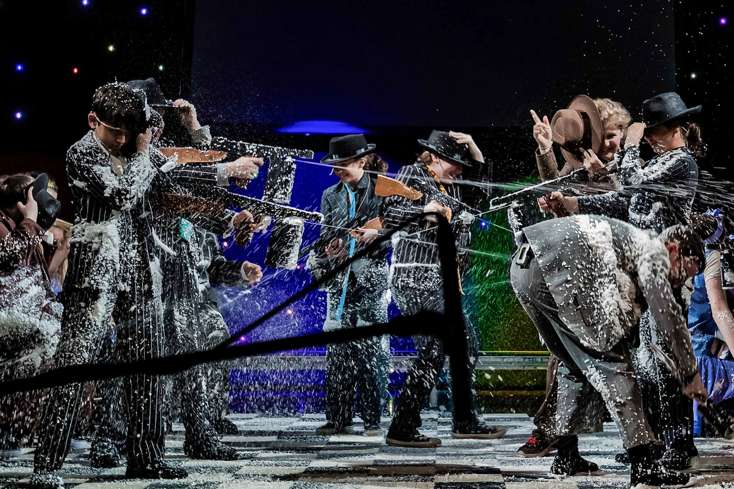 bugsy malone gun fight foam musical theatre production photography