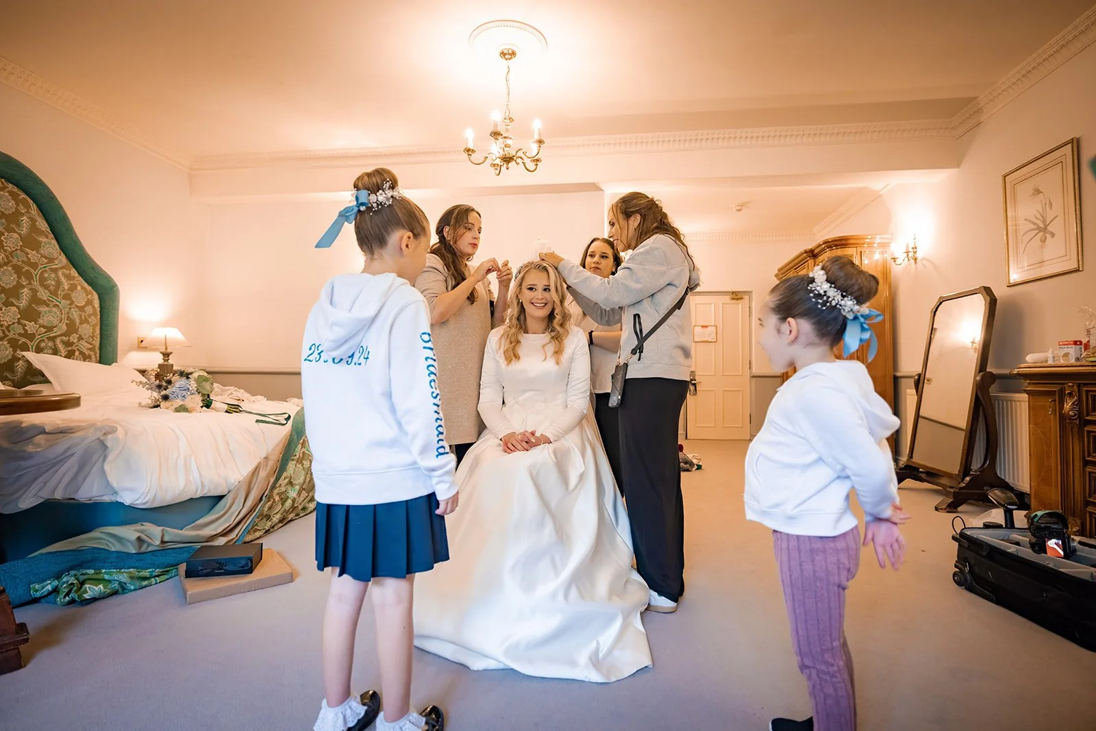 bridal wedding prep at nunsmere hall in cheshire