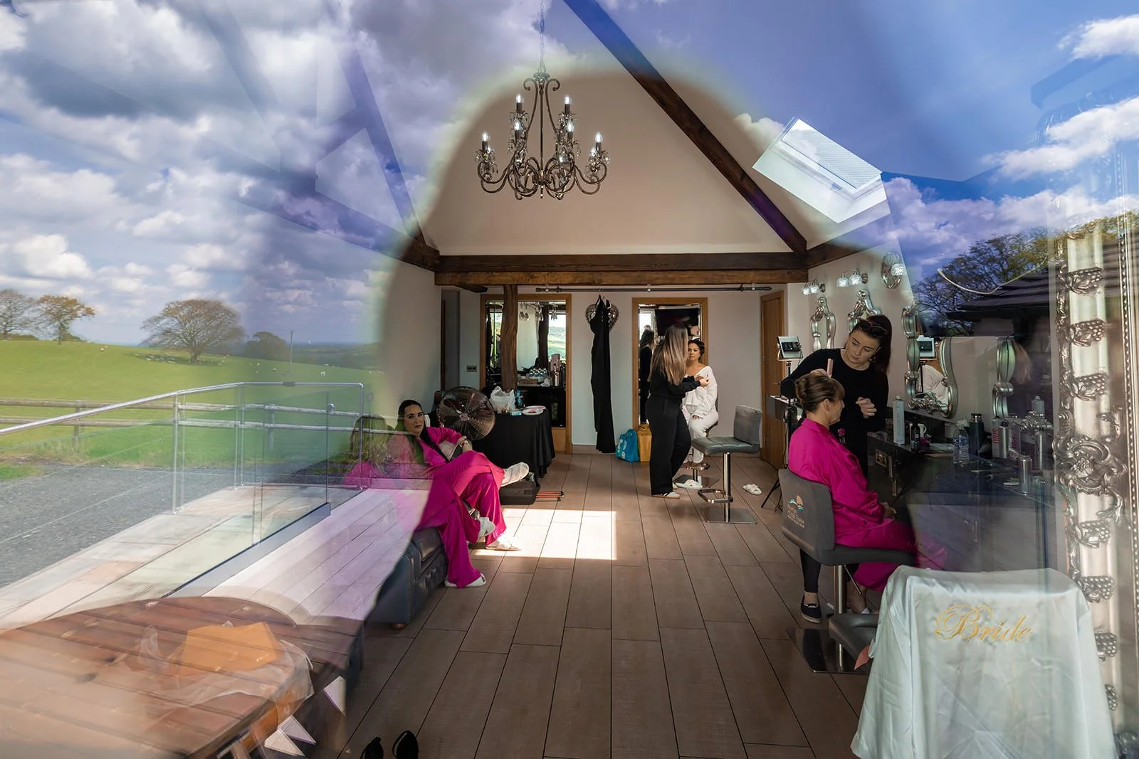 bridal prep at heaton house farm wedding venue in macclesfield