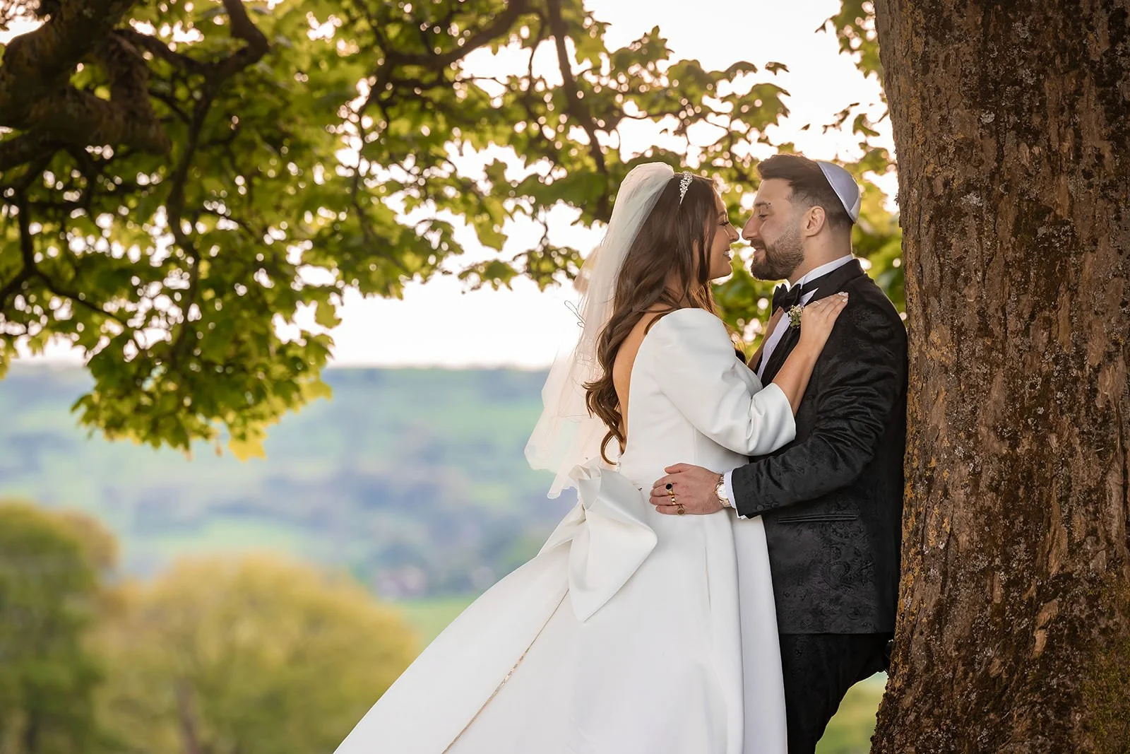 romantic bride groom newlywed couple portrait at heaton house farm in macclesfield