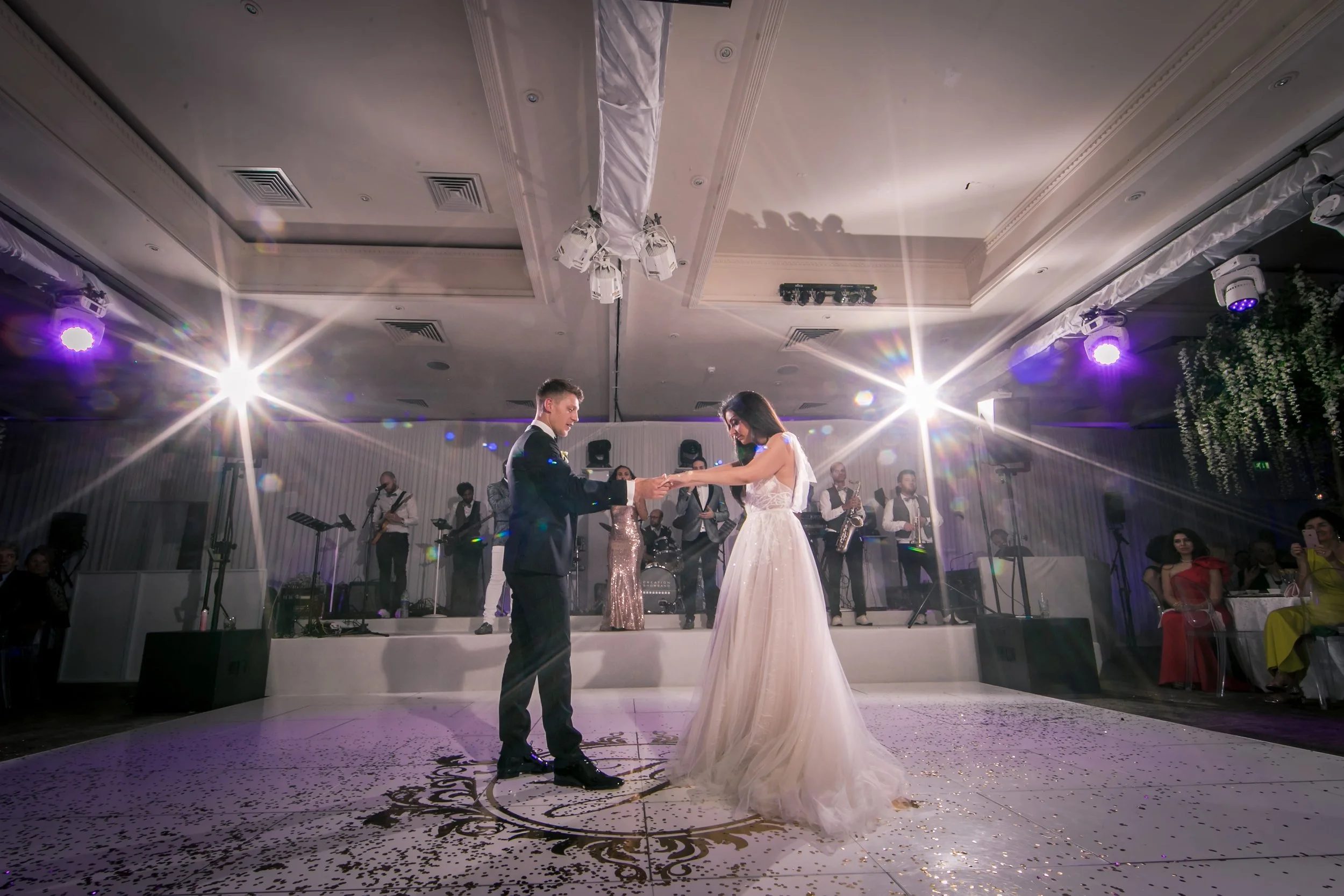 bride and groom first dance at mere golf resort in cheshire