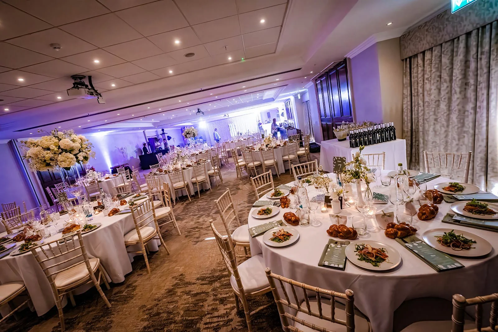 wedding breakfast reception room set up at worsley marriott hotel