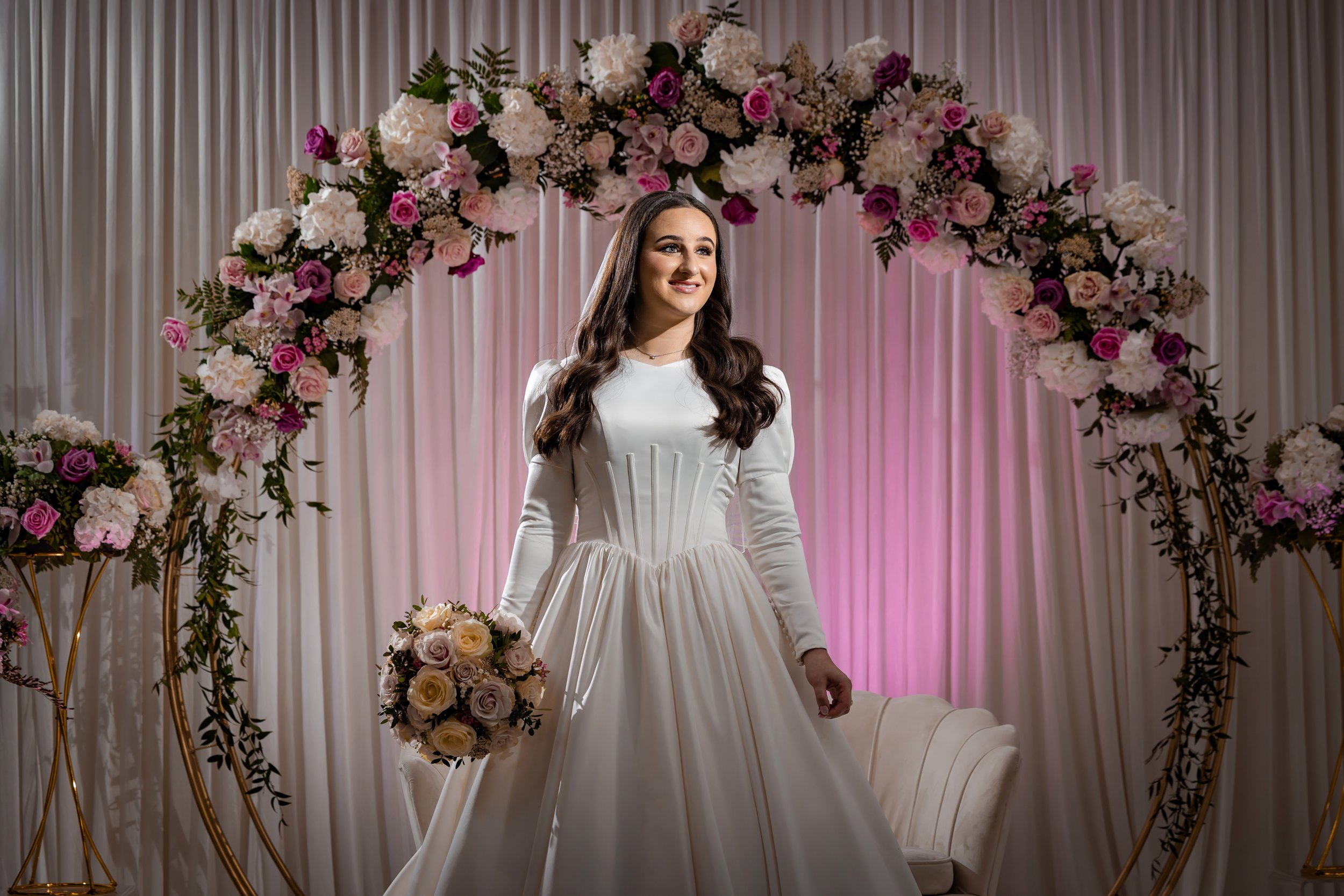 kallah bride portrait during bedeken at charedi jewish wedding