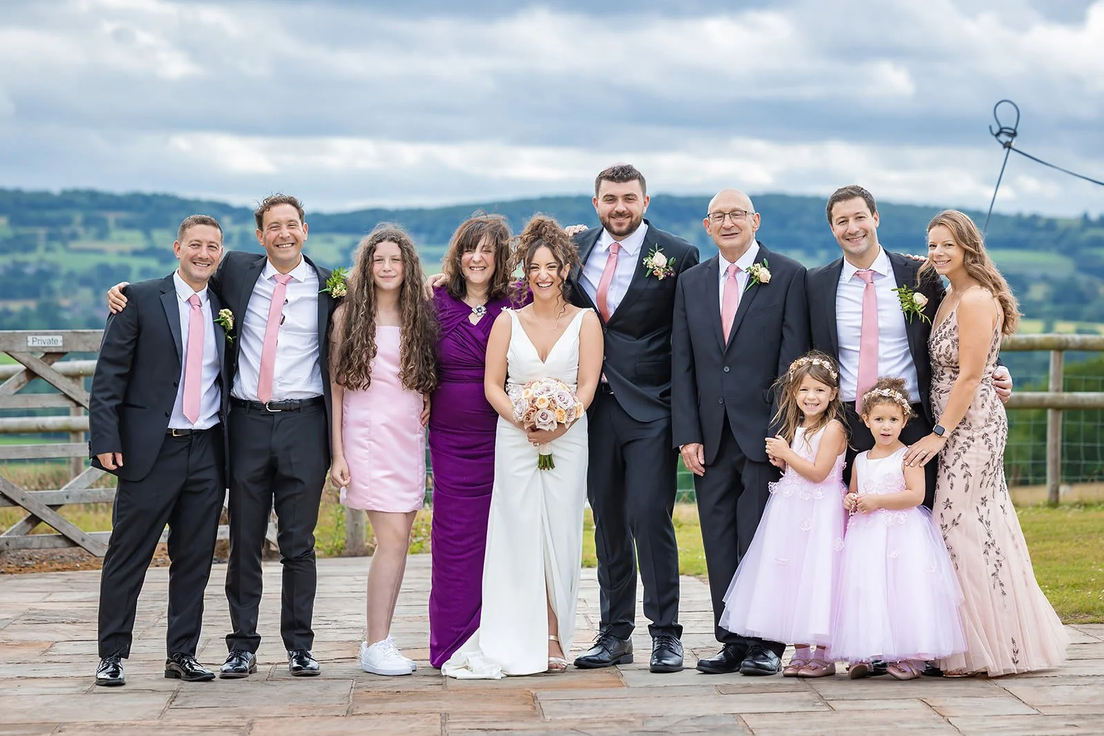 family portrait at heaton house farm wedding venue