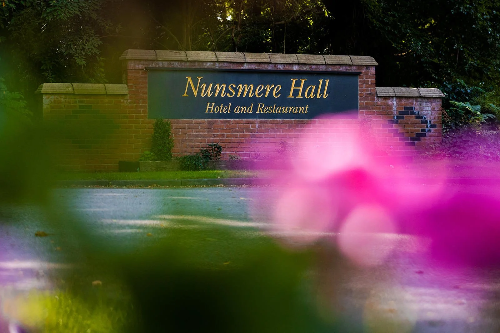 Nunsmere Hall Hotel and Restaurant entrance sign, Cheshire wedding venue