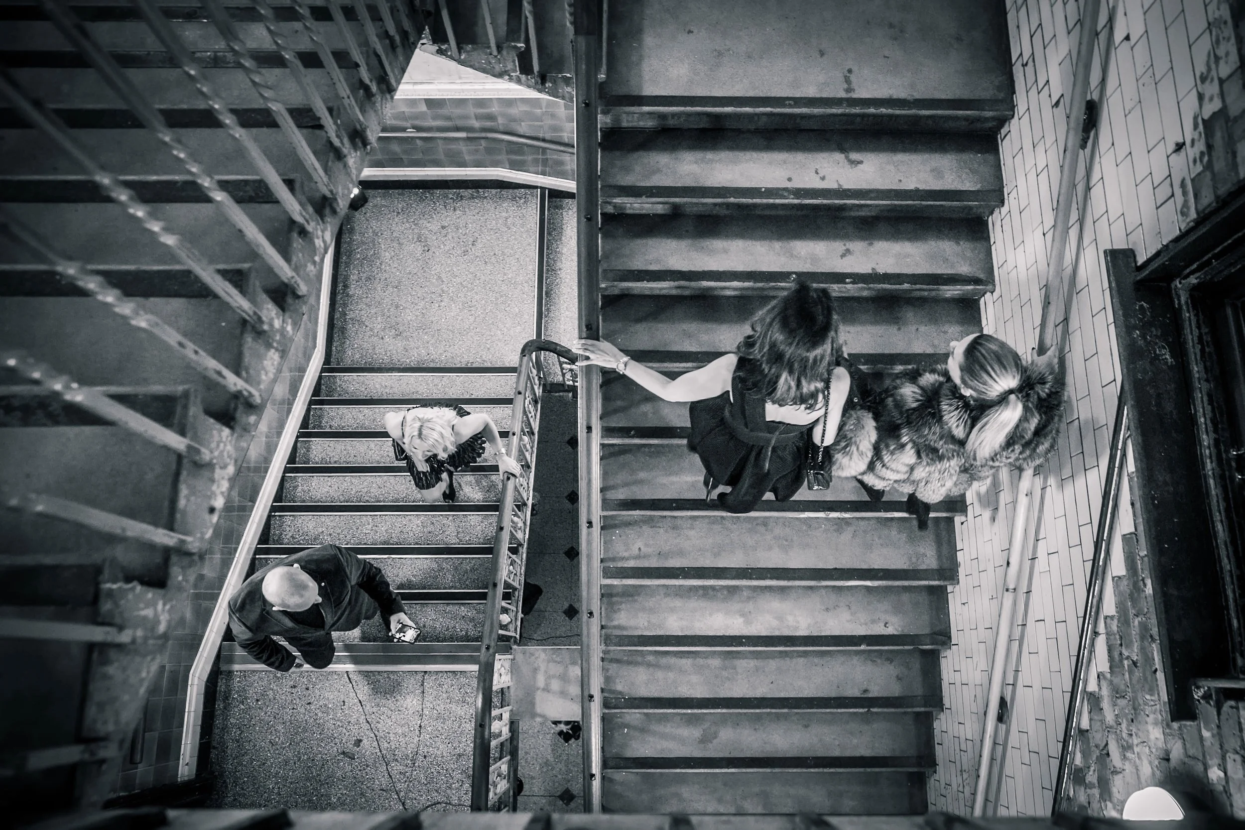 guests walking up stairs at birthday party in manchester