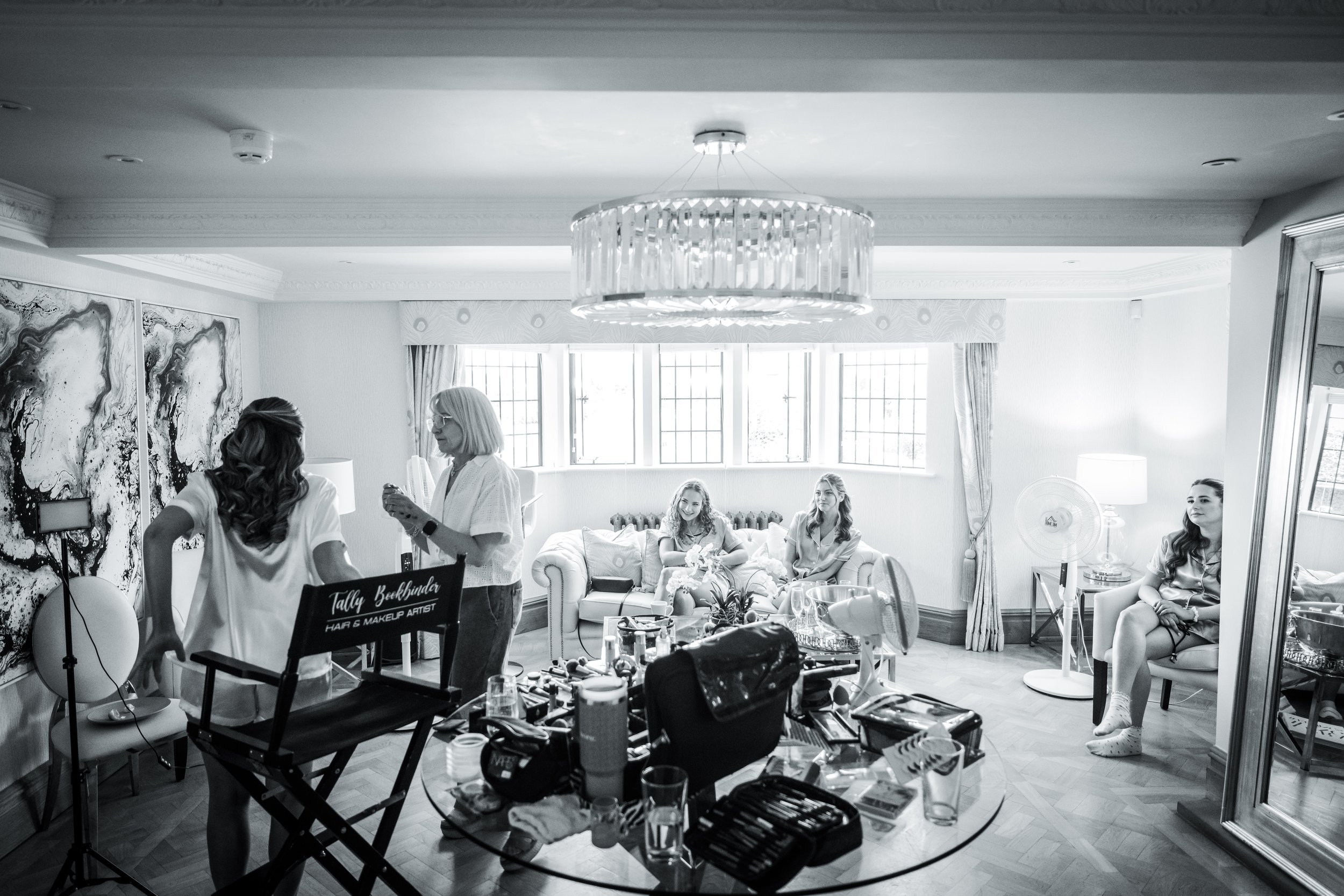 Merrydale Manor wedding bridal party getting ready in suite – wedding photography Cheshire