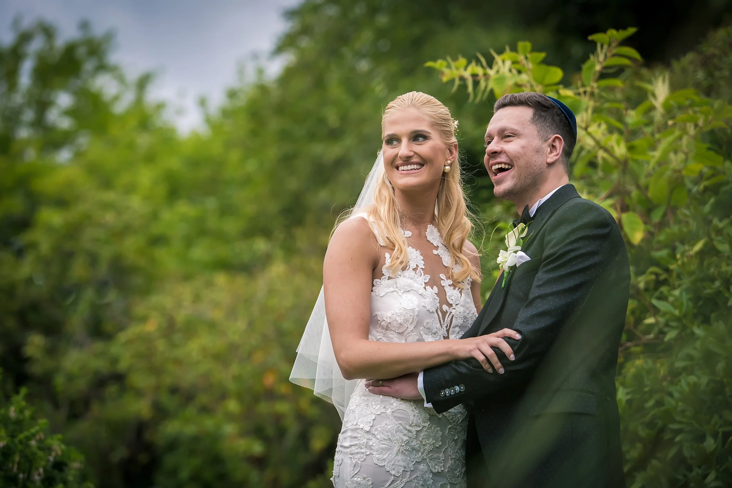 romantic bride and groom newlywed couple portrait at sefton park palm house in liverpool