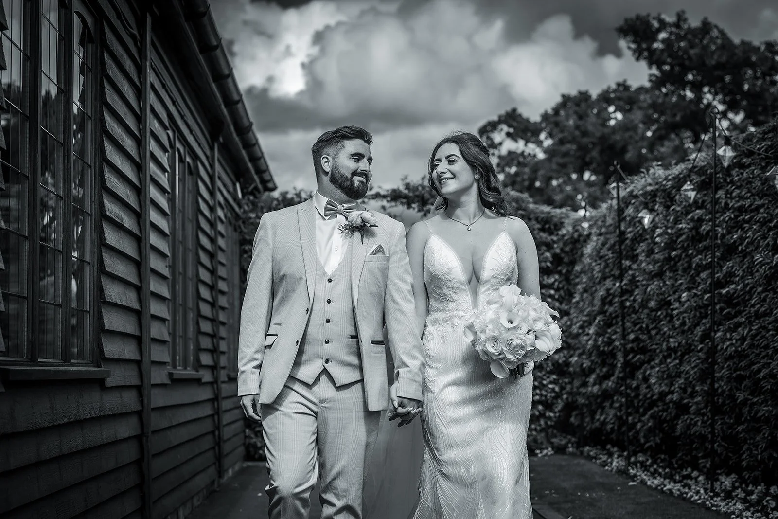 bride and groom portrait at merrydale manor wedding venue