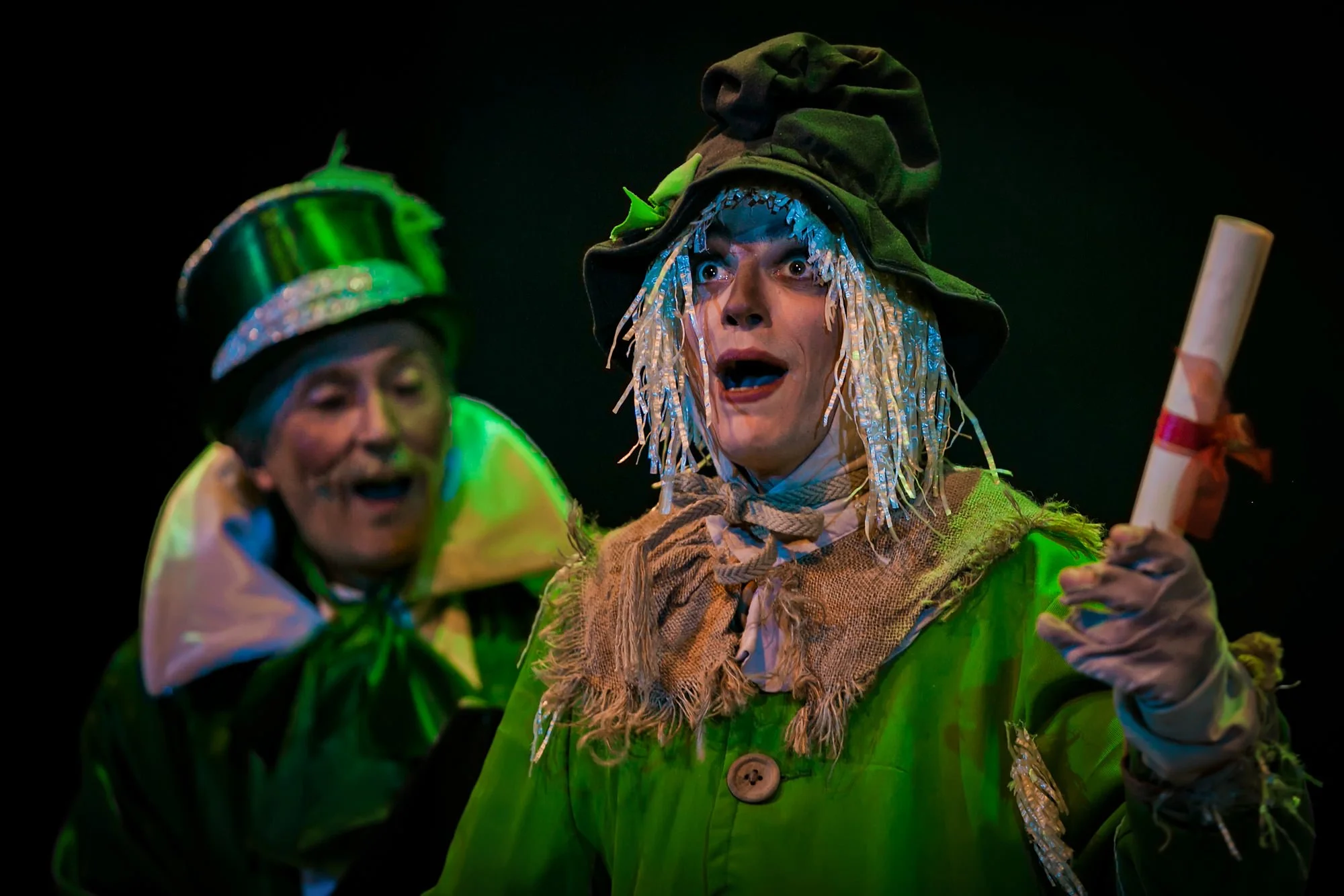 scarecrow in wizard of oz performance on stage musical theatre production dramatic photography