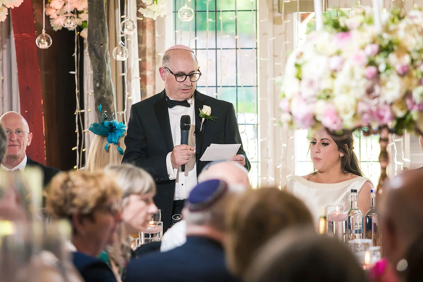 father of bride speech during wedding breakfast in peel suite at colshaw hall wedding venue