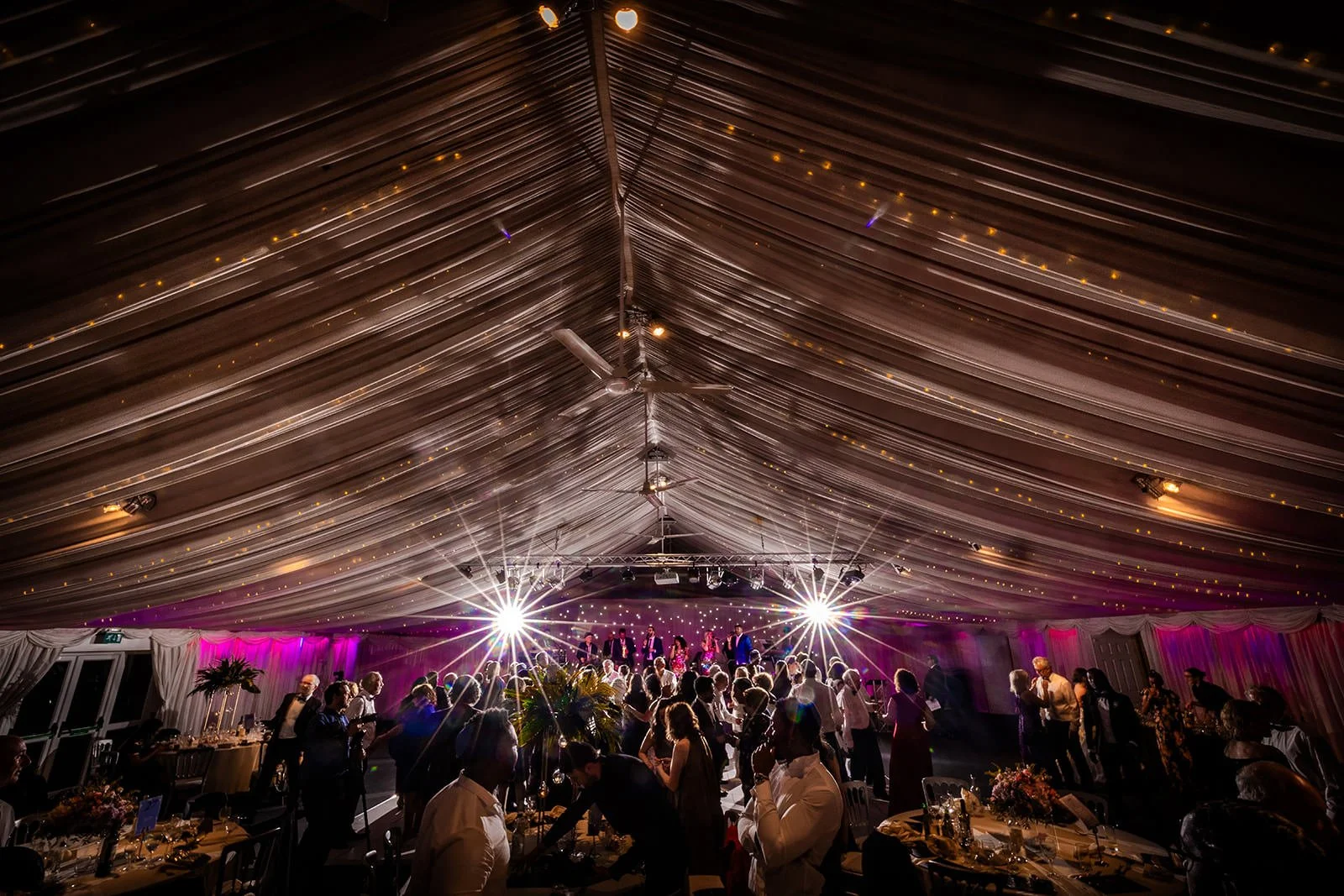 atmospheric heaton house farm wedding reception dance floor