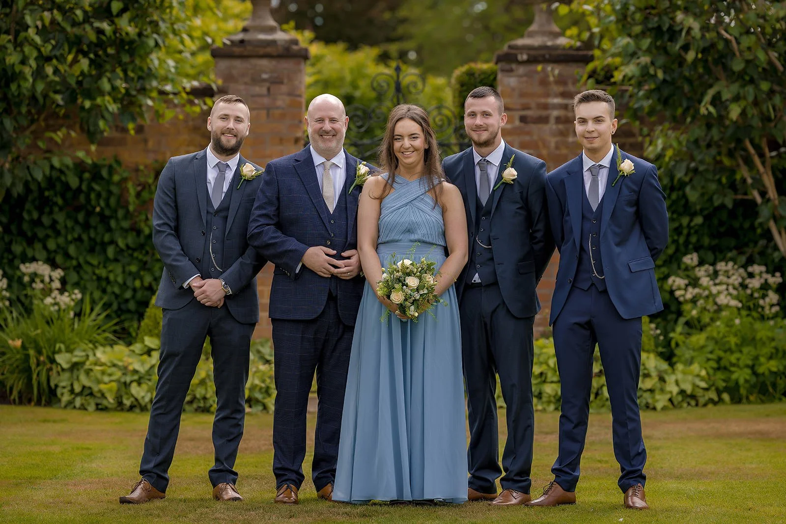 family portraits in the garden at colshaw hall wedding venue in cheshire