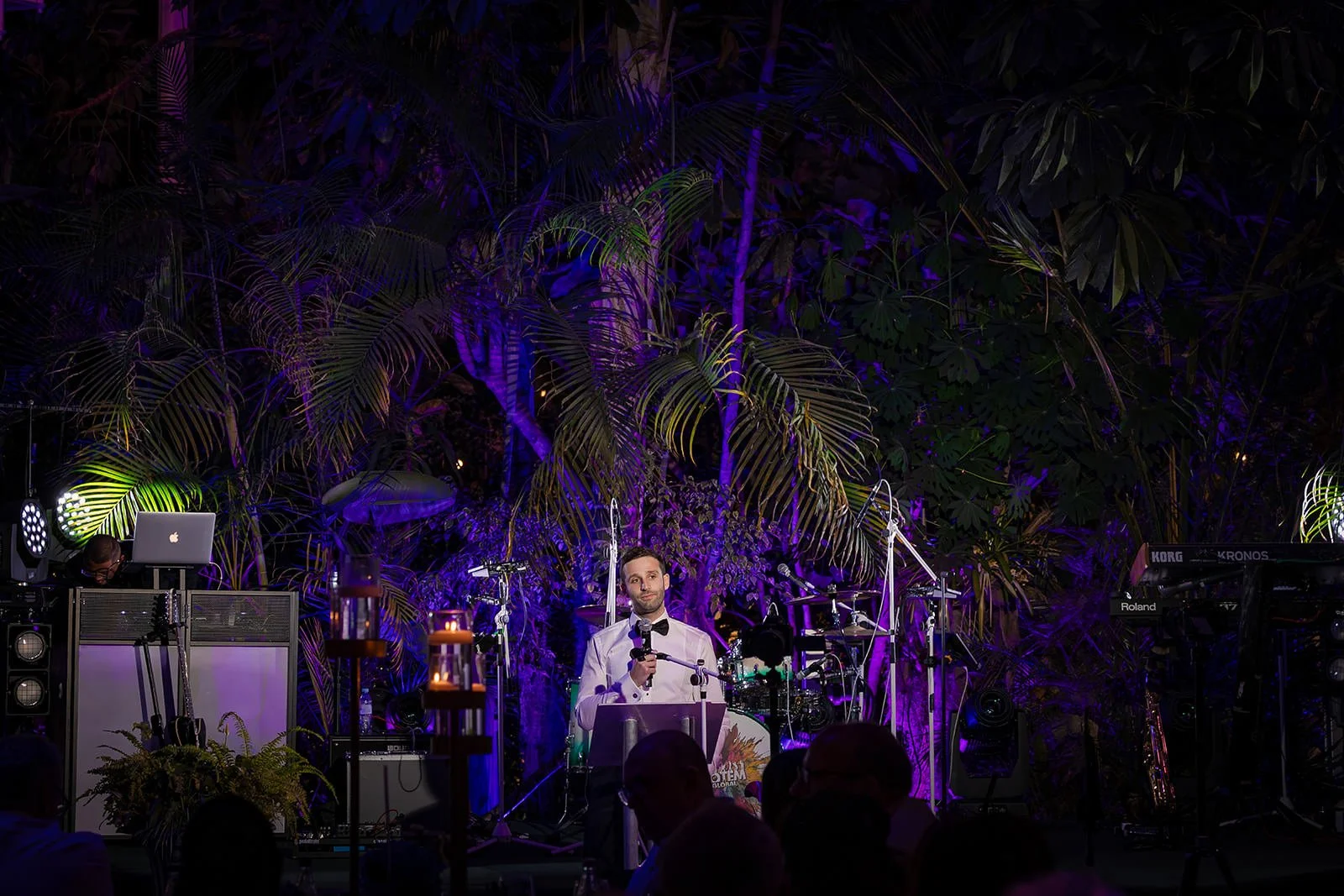 groom speech during wedding reception at sefton park palm house in liverpool