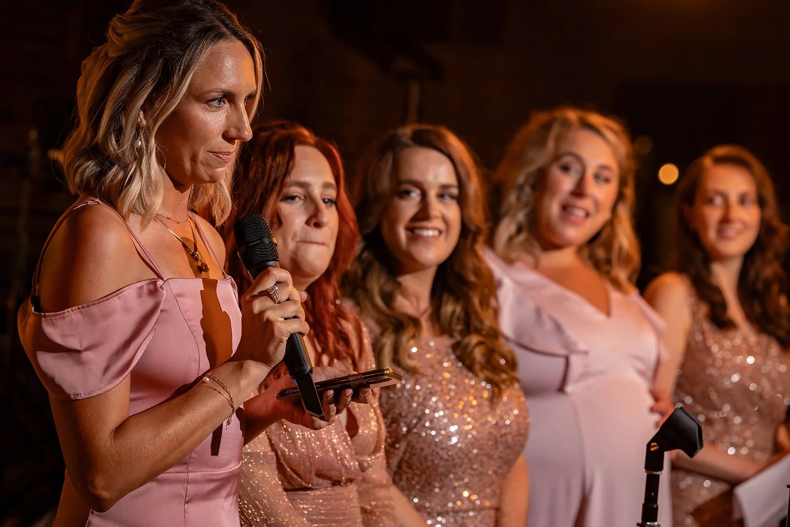 bridesmaids speech during reception party at white syke fields in yorkshire
