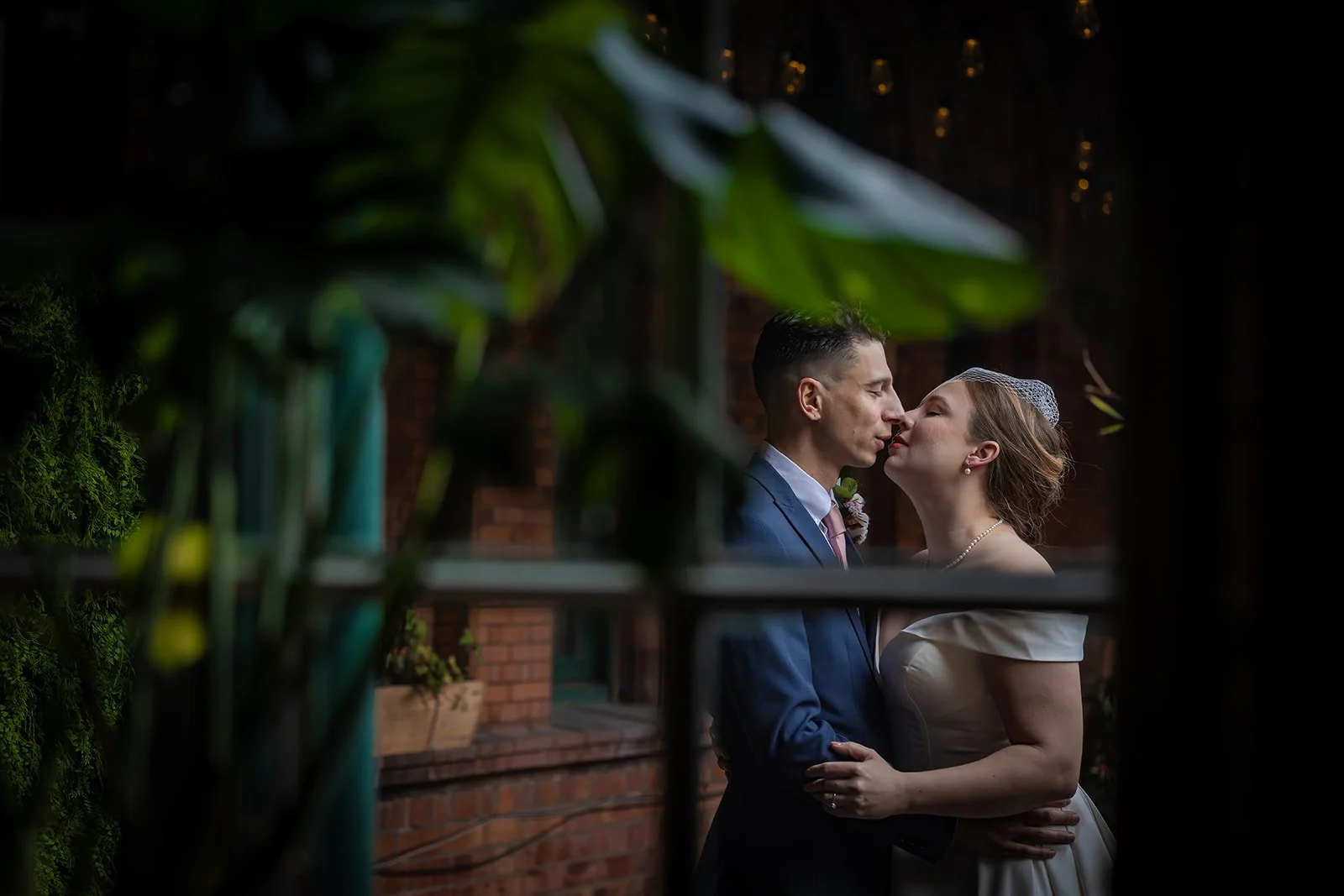 romantic bride and groom newlywed couple portrait at kimpton clocktower manchester