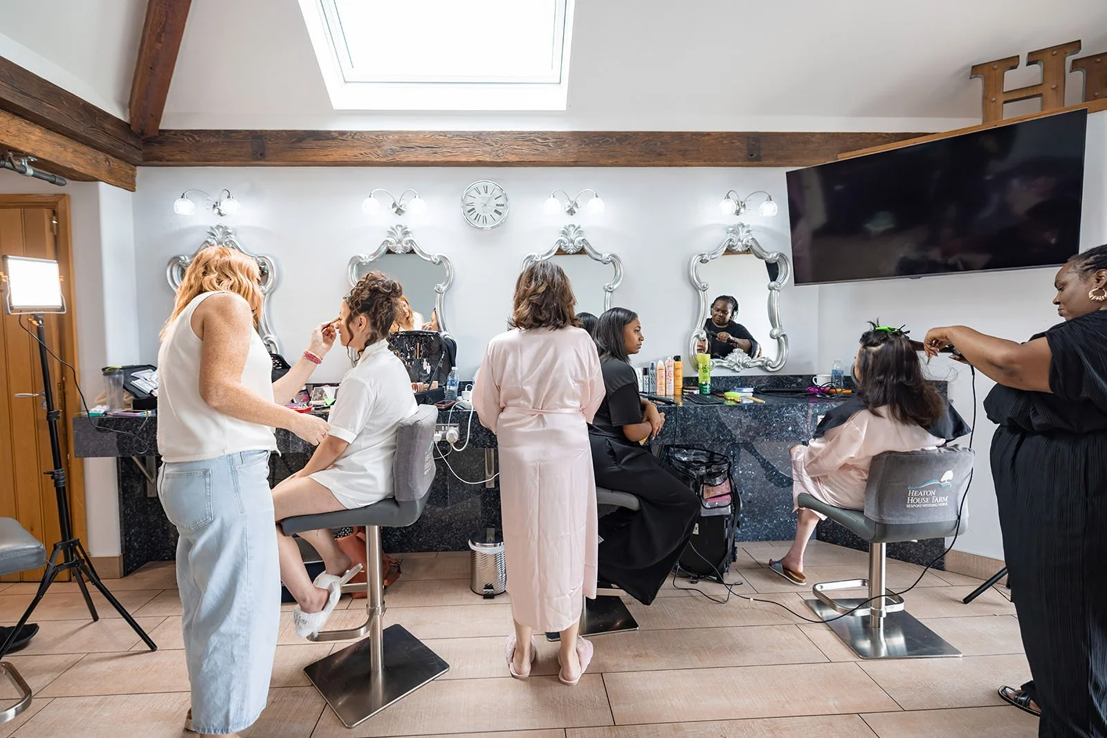 bridal prep at heaton house farm wedding venue in macclesfield