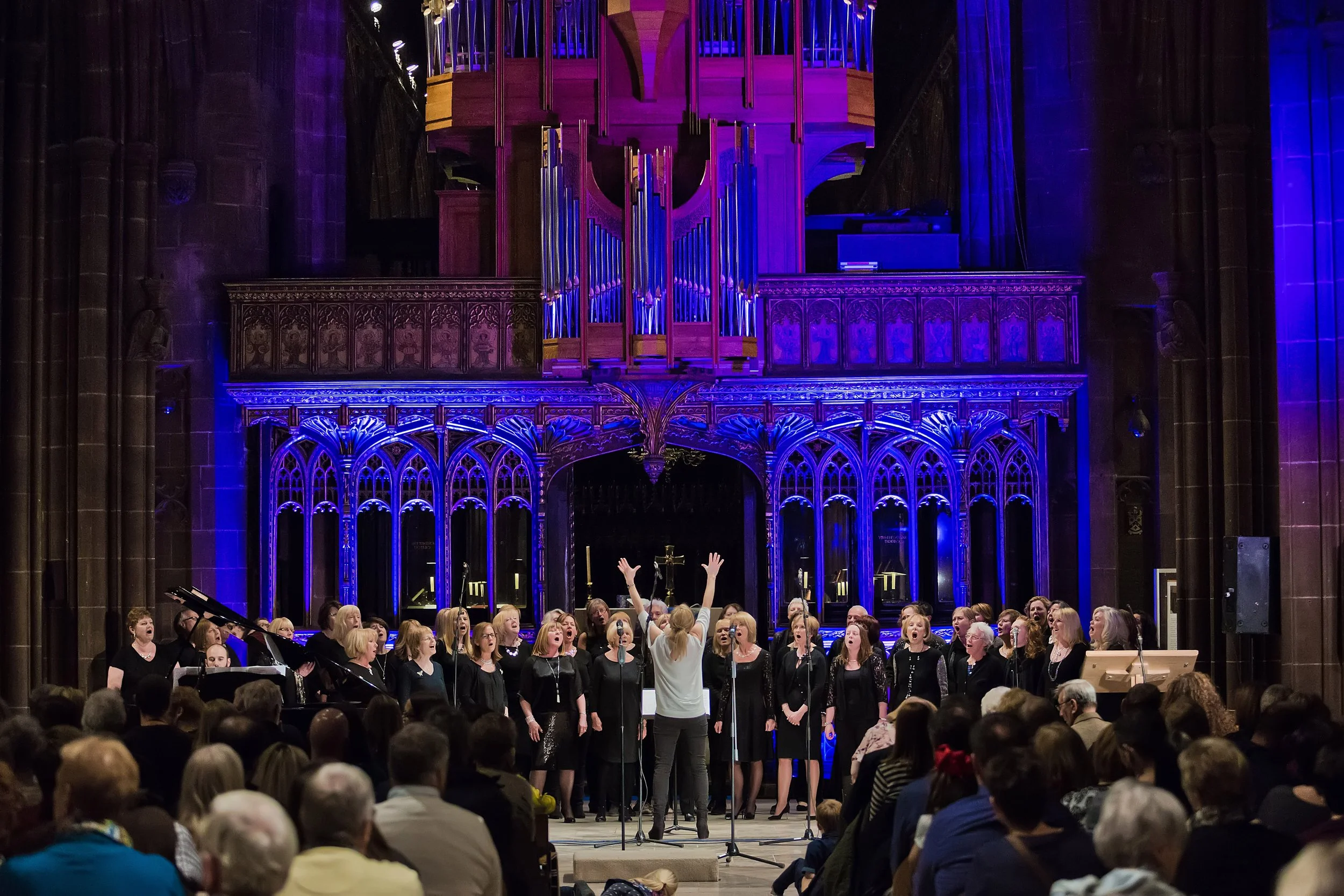 Choir performing in Manchester Cathedral