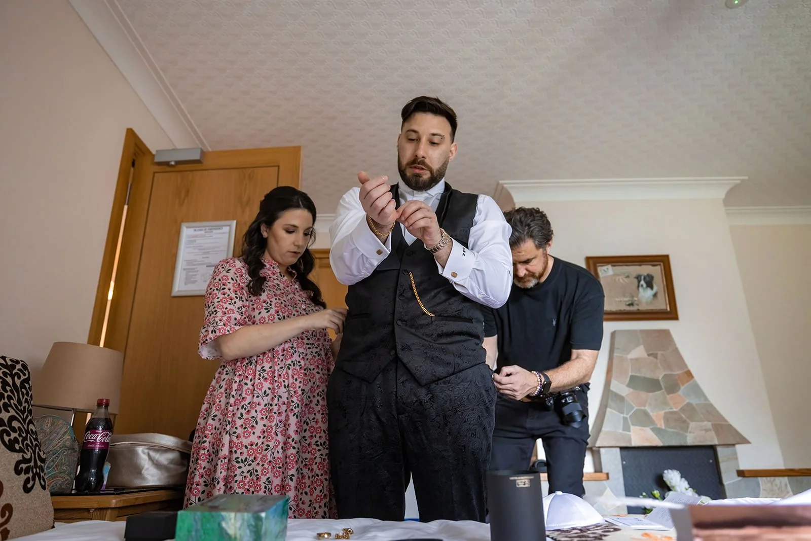 Groom prep at heaton house farm wedding venue in macclesfield