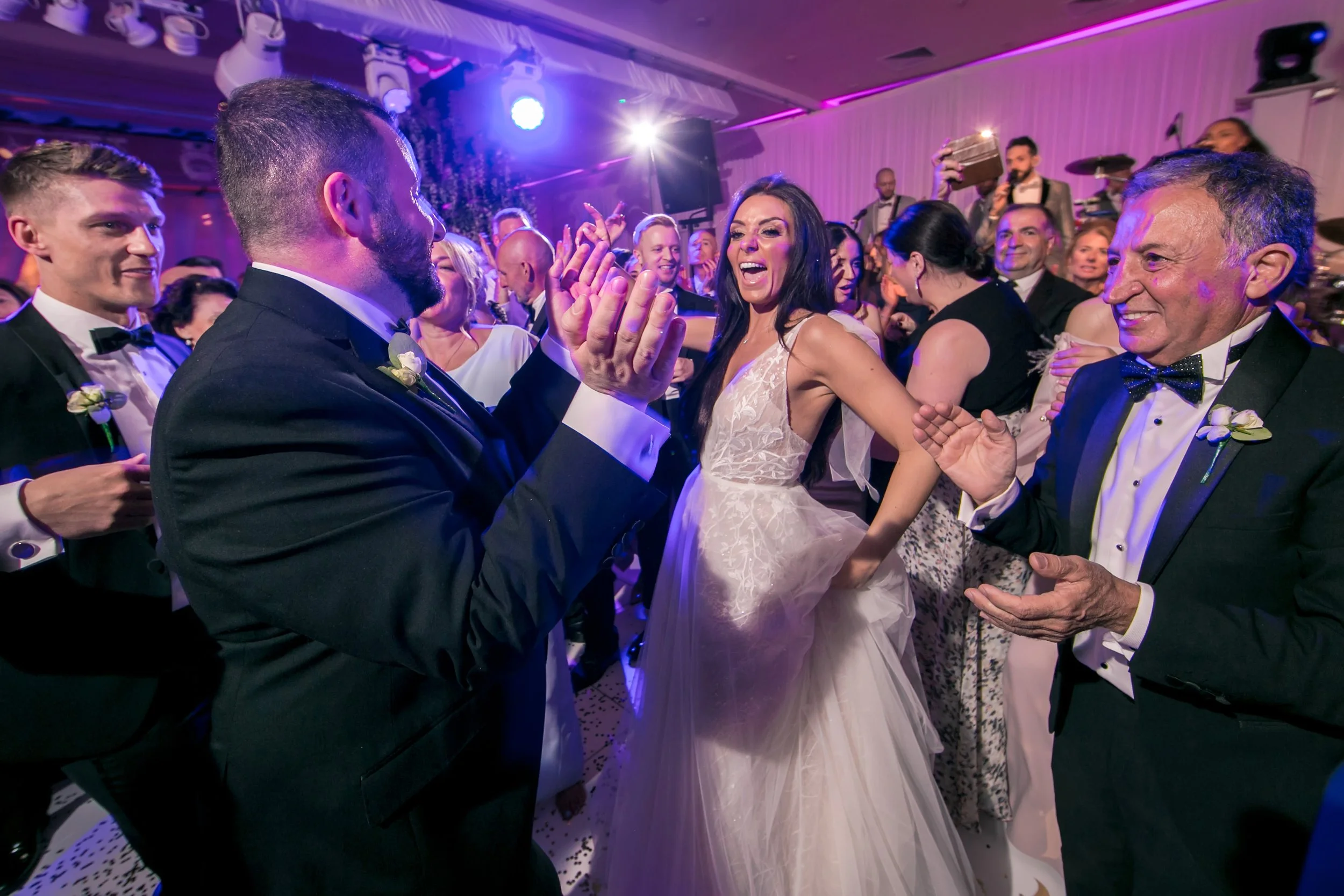 Energetic evening dancing at Fairmont Cheshire - The Mere wedding reception

