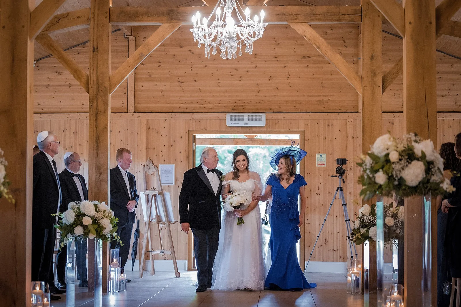 Merrydale Manor wedding bride walking down aisle with father – wedding photography Cheshire