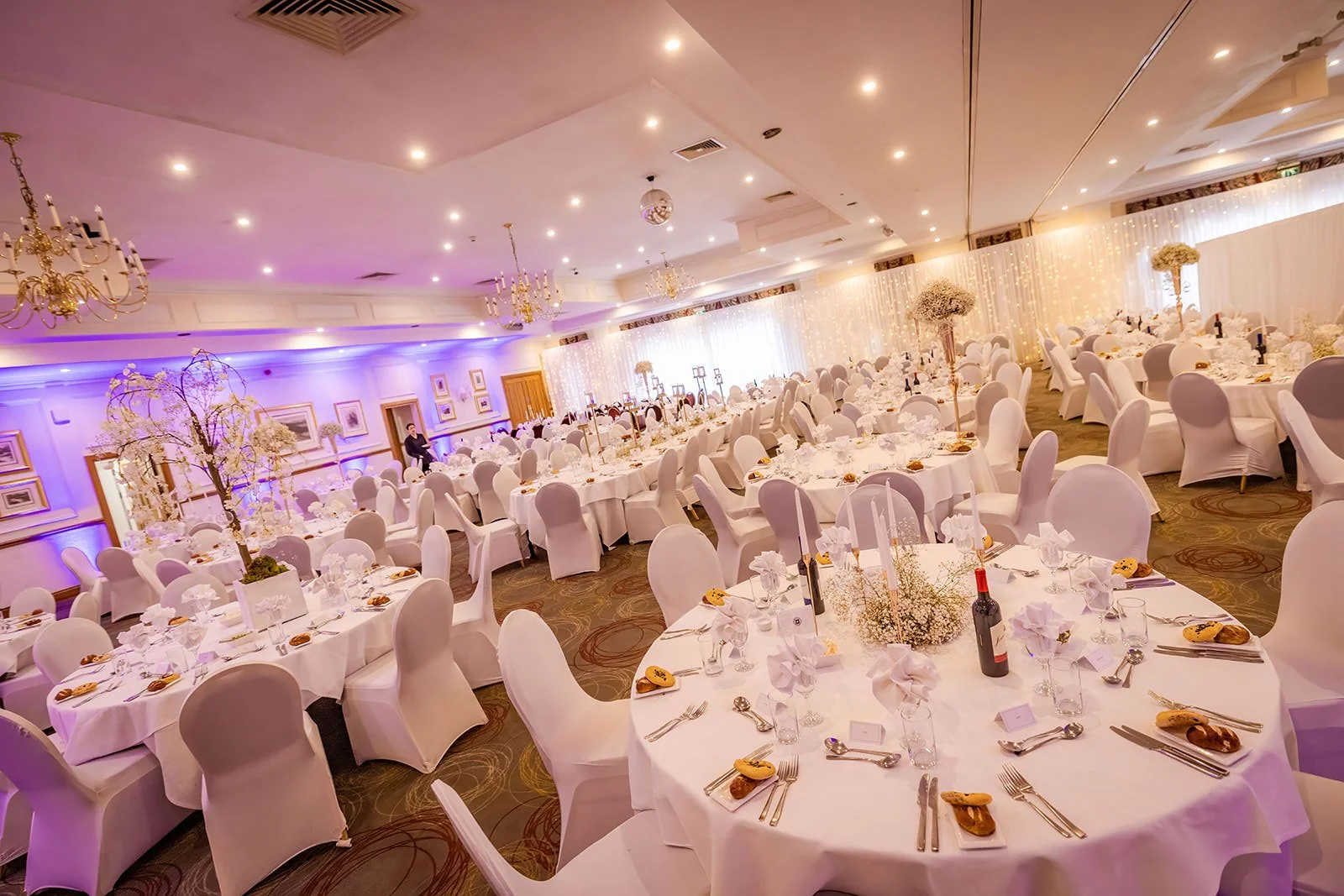 penine suit reception room set up at last drop village wedding venue in bolton