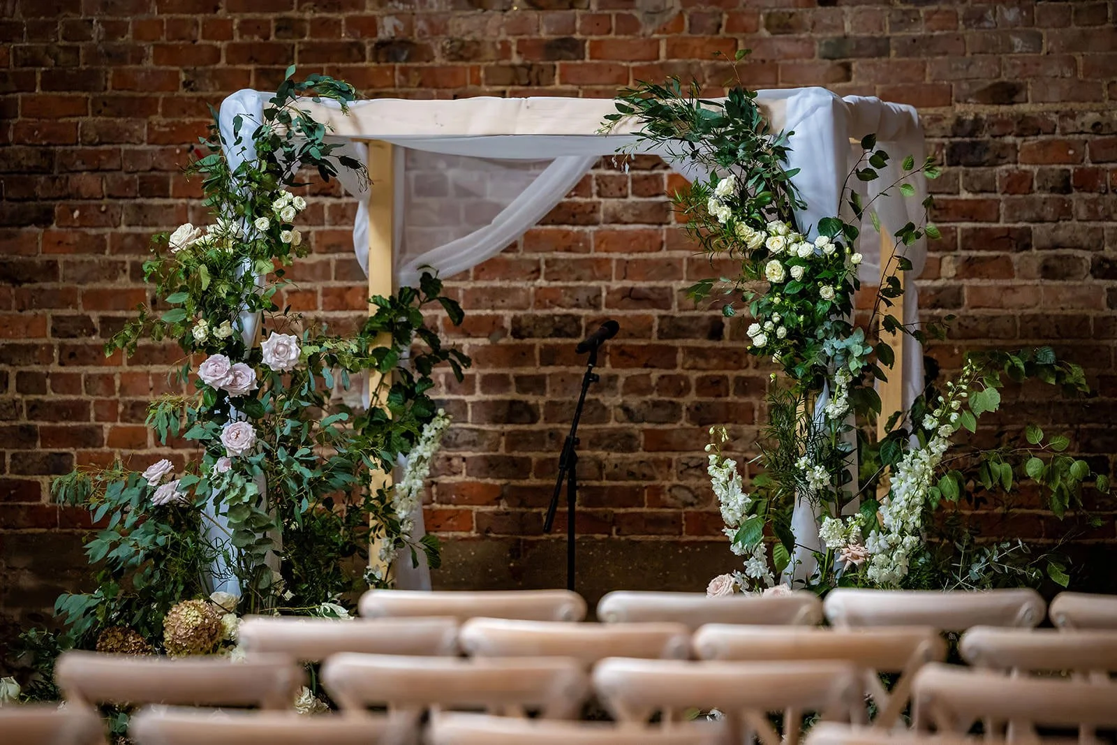 wheelhouse wedding ceremony set up at white syke fields venue in yorkshire