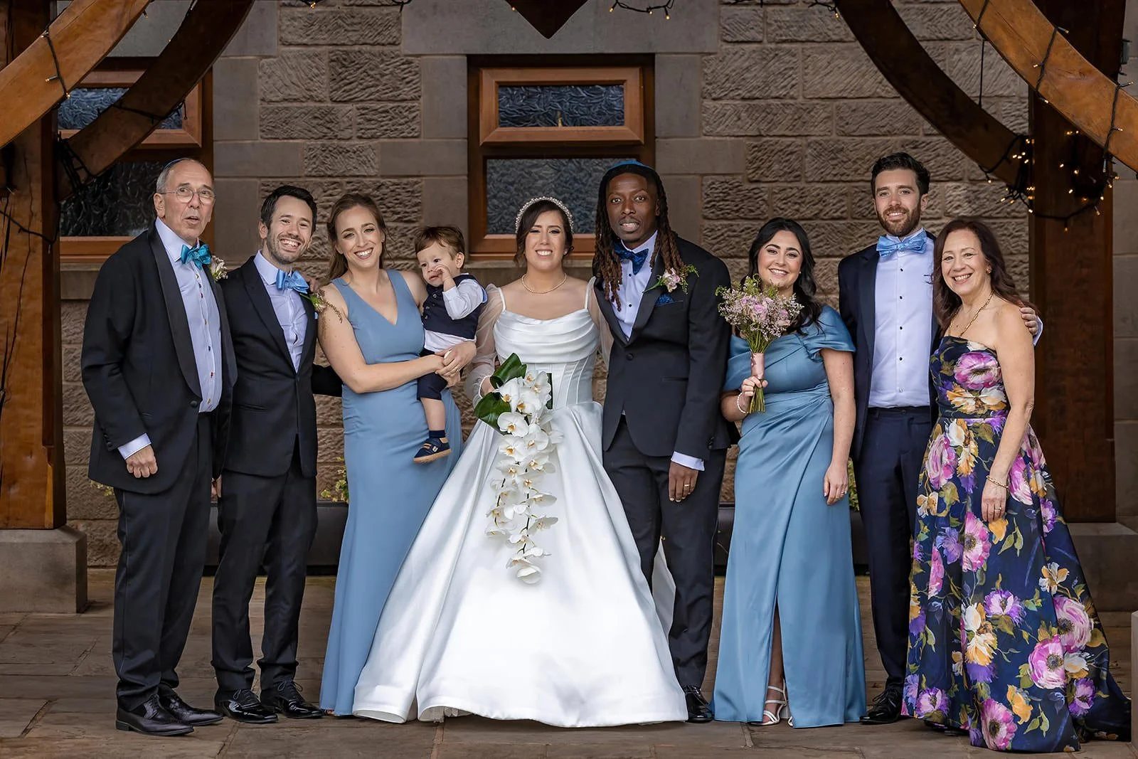 family portrait at heaton house farm wedding venue