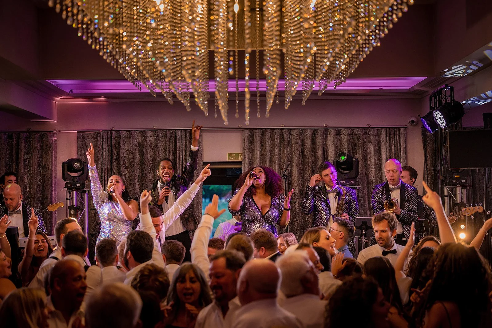 Merrydale Manor wedding live band performing at evening reception – Manchester wedding photographer