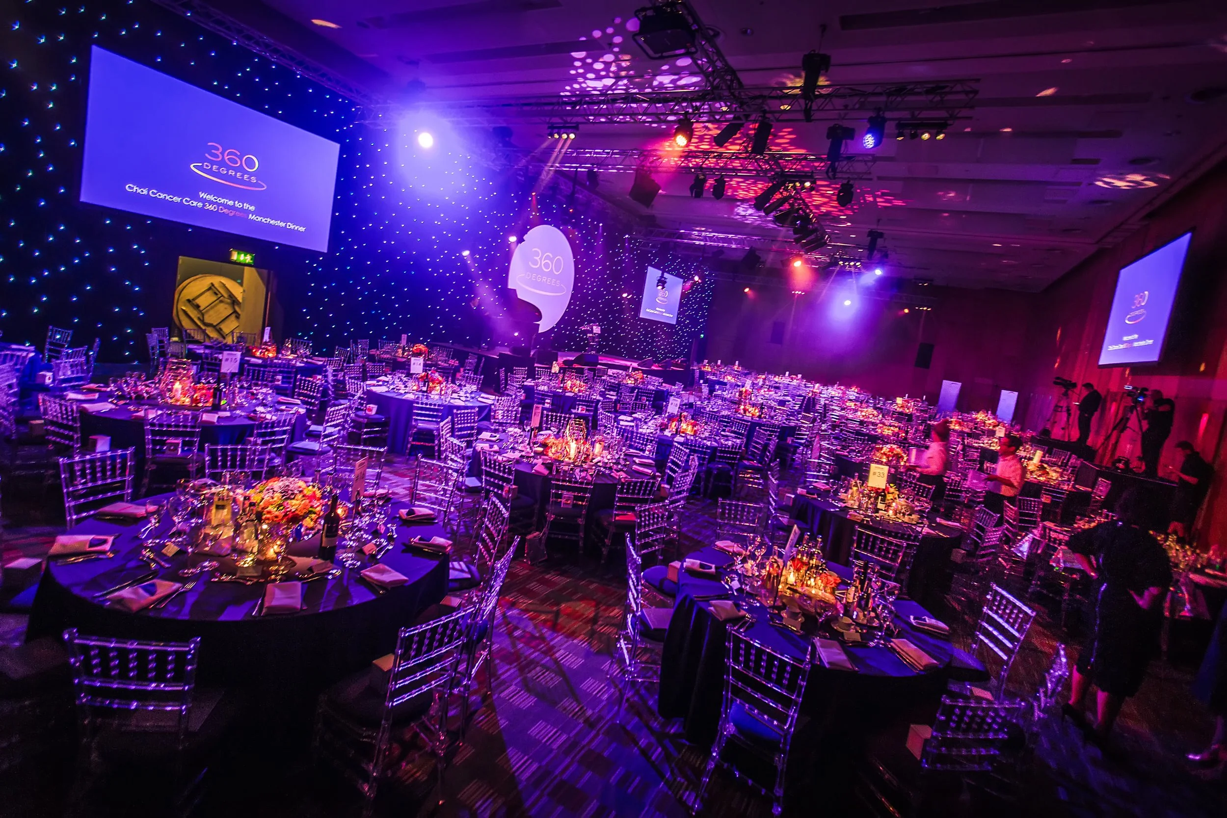 Awards ceremony venue prepared for a corporate gala dinner