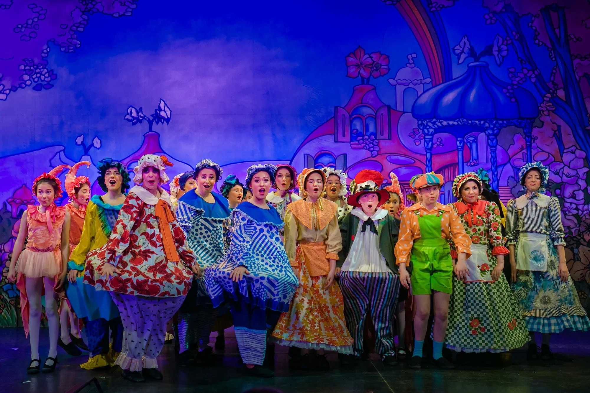 wizard of oz chorus performance on stage musical theatre production photography