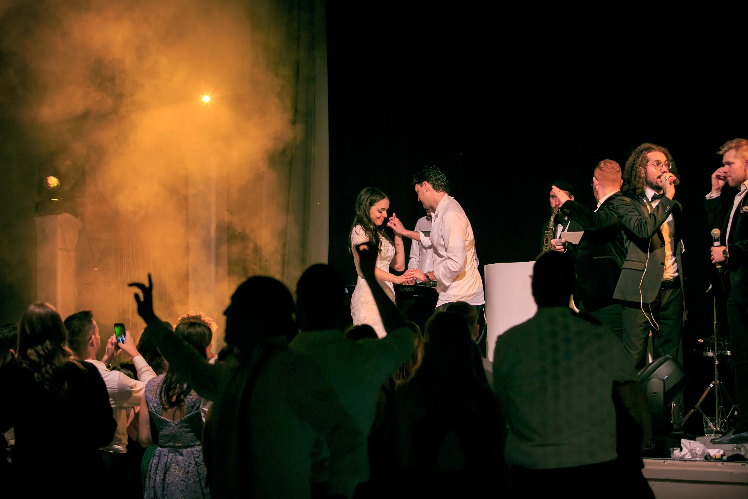 bride and groom dancing during wedding reception party at mercure manchester piccadilly