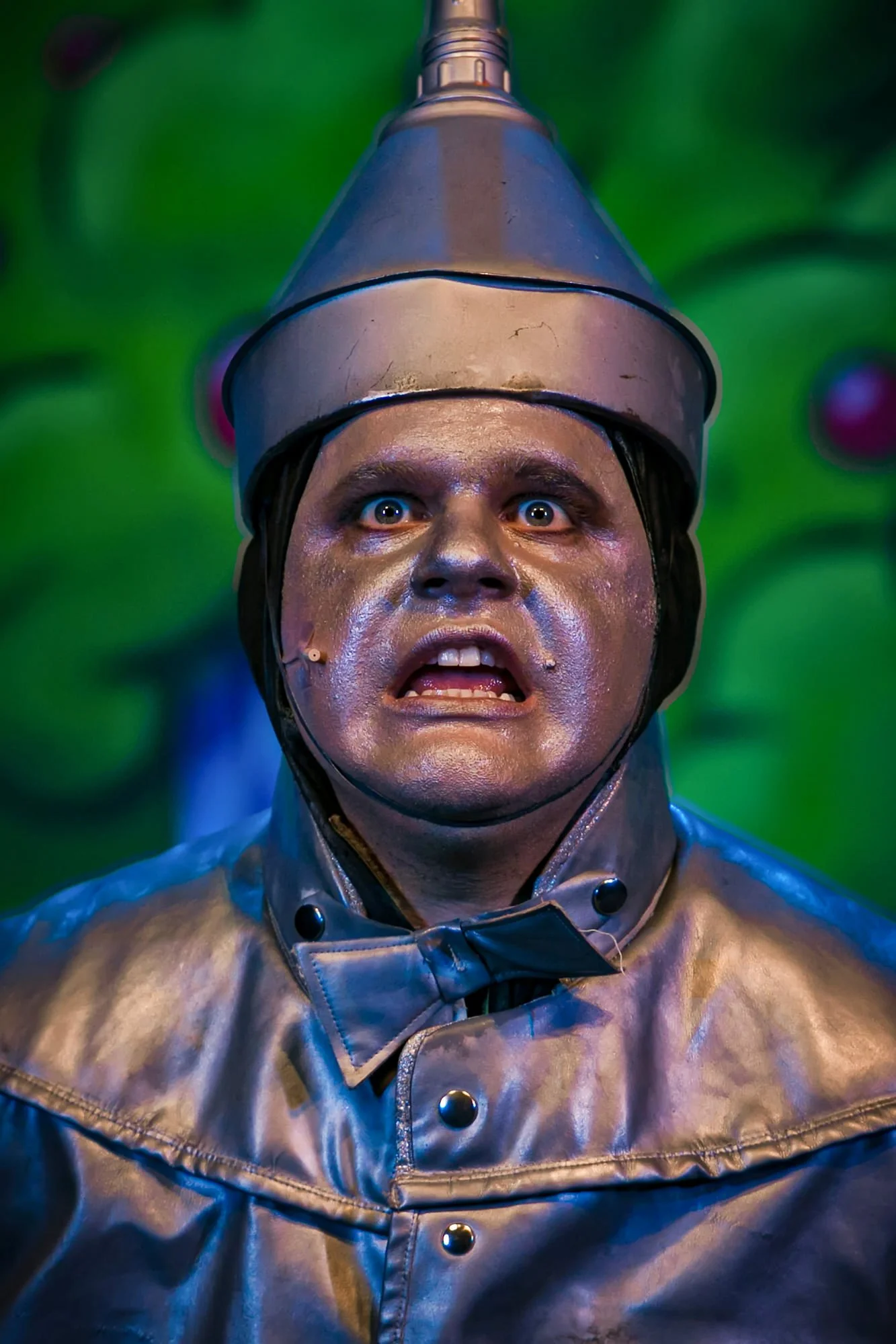 tin man in wizard of oz production on stage theatre performance dramatic photography portrait with make-up and costume
