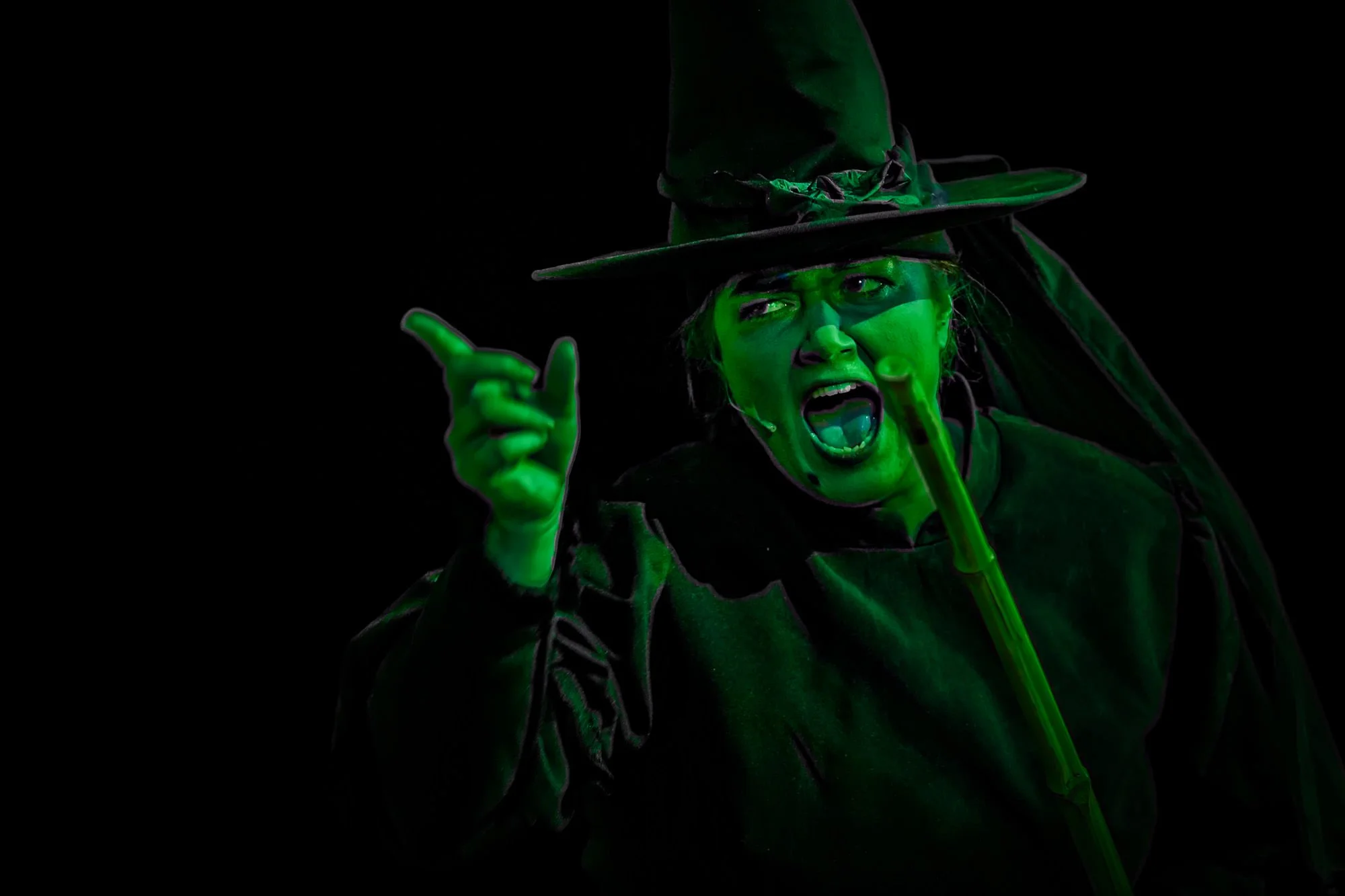 wicked witch of the west wizard of oz performance on stage musical theatre production photography
