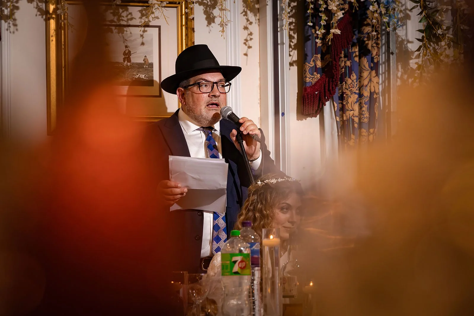 father of the bride speech during wedding reception in the pennine suite at last drop village wedding venue in bolton