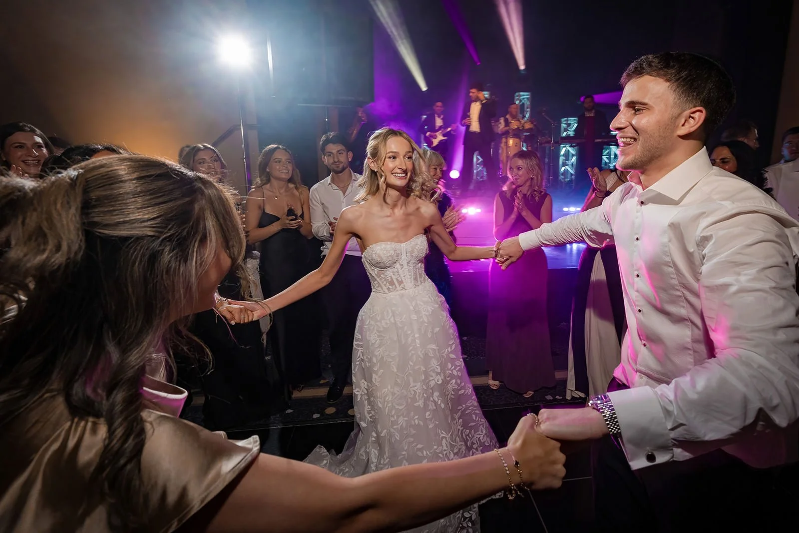 bride and groom dancing during wedding reception party at mercure manchester piccadilly