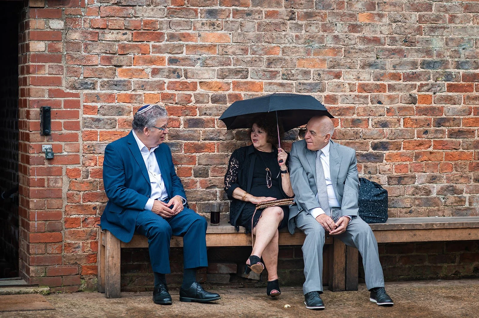 wedding drinks reception in courtyard at white syke fields in yorkshire