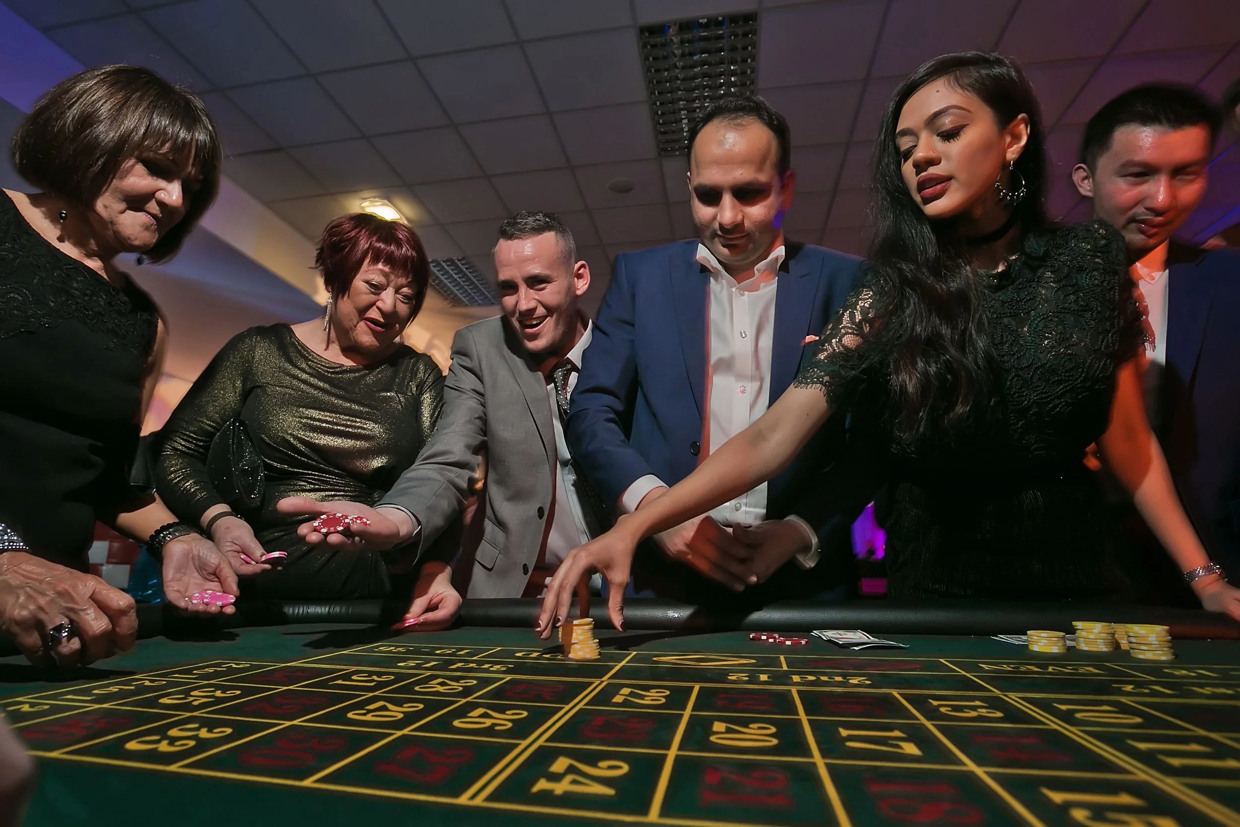 Guests taking part in entertainment at a corporate awards dinner