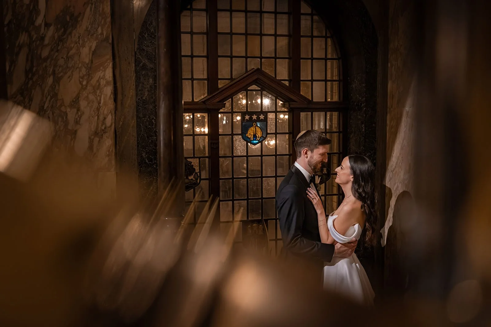 bride and groom newlywed couple portrait at kimpton clocktower manchester