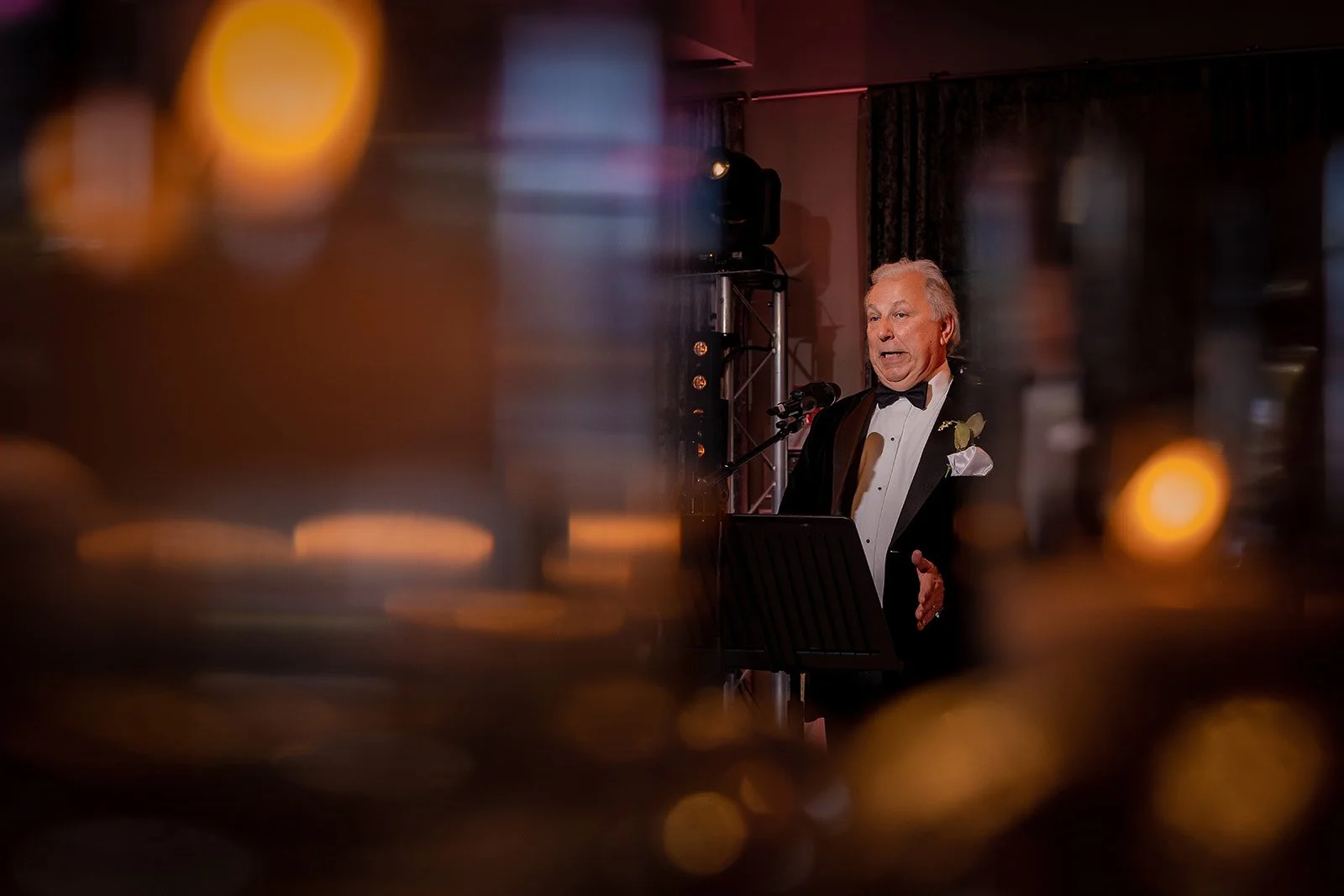Merrydale Manor wedding father of bride giving speech at lectern – wedding photographer North West England