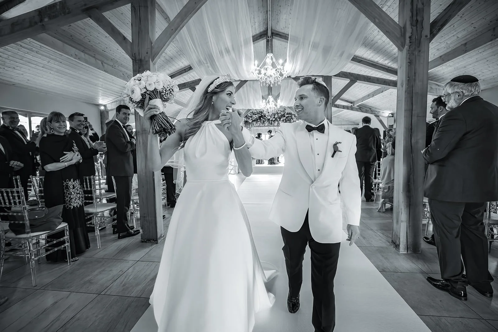 Merrydale Manor wedding couple dancing at reception in decorated hall – wedding photography North West