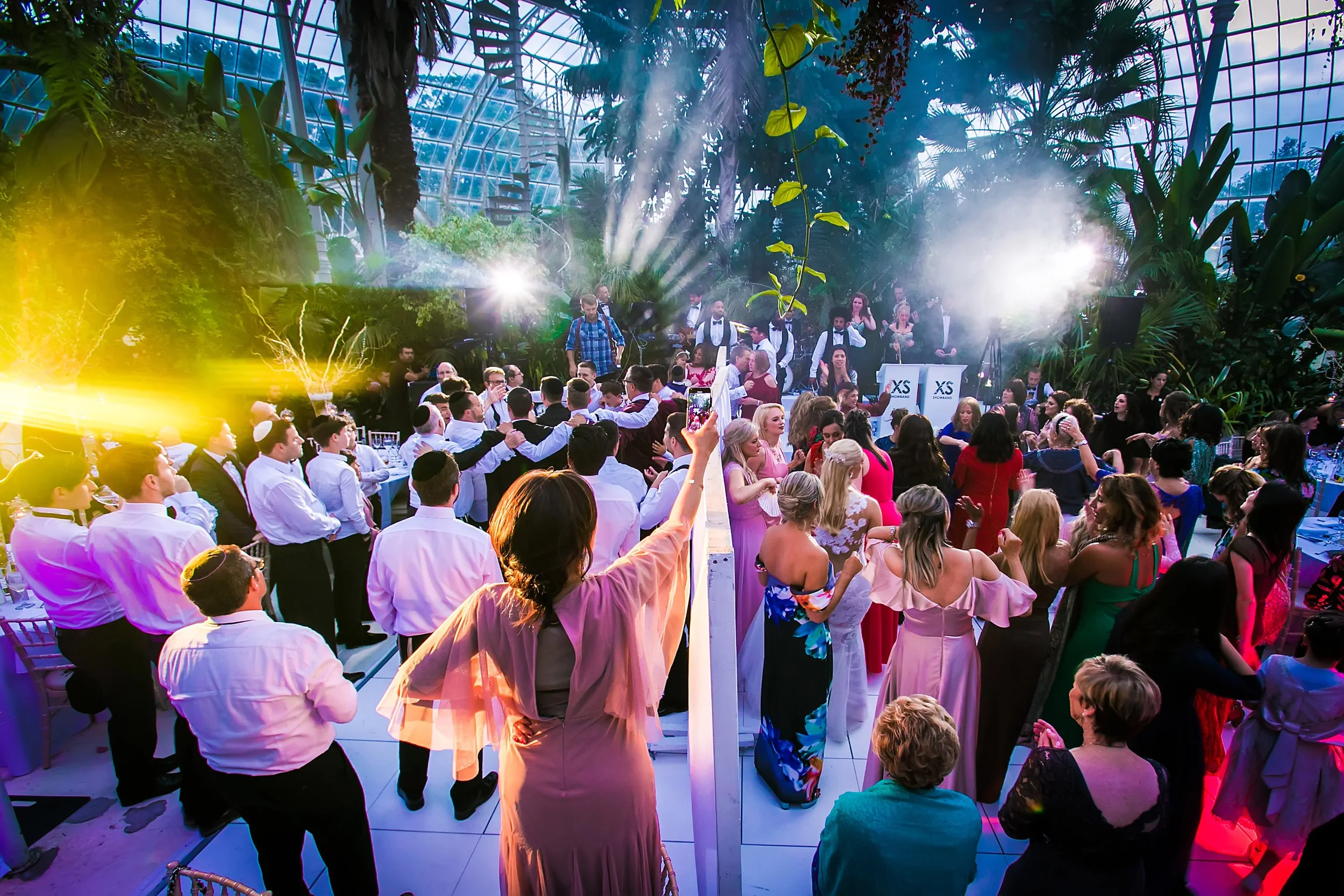 dance floor at wedding reception at sefton park palm house in liverpool