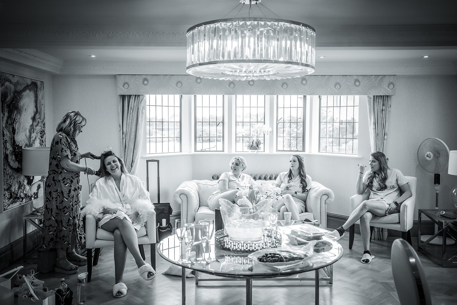 Merrydale Manor wedding bride getting makeup bridal suite – wedding photography Cheshire