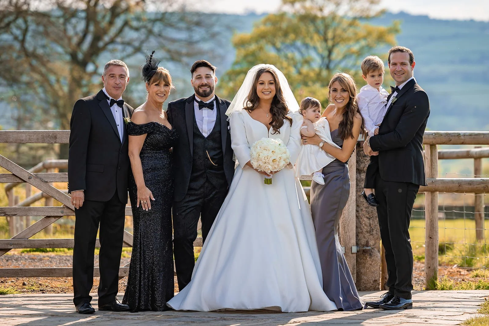 family portrait at heaton house farm wedding venue