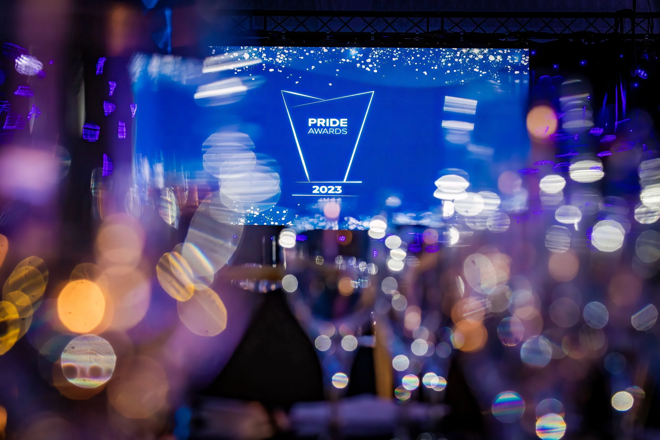 Awards stage prepared for a corporate awards event