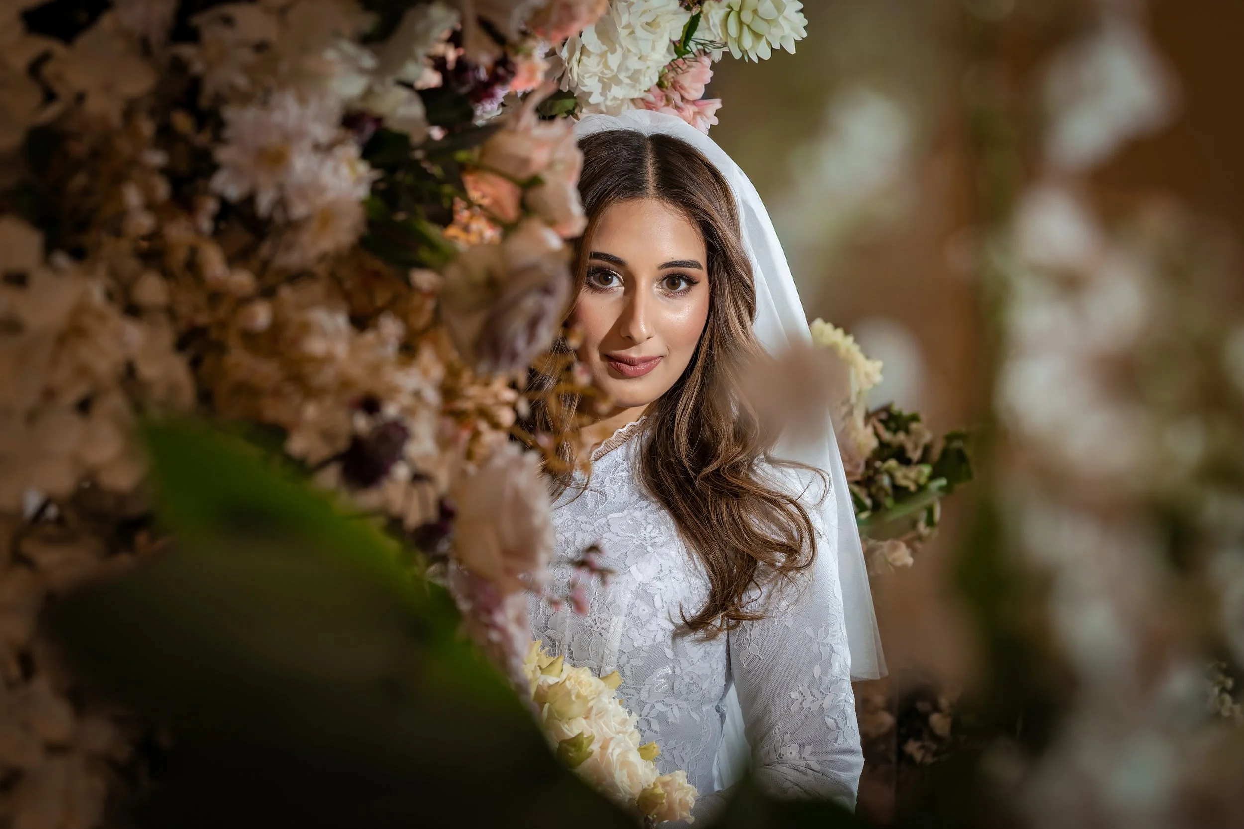 kallah bride portrait during bedeken at charedi jewish wedding